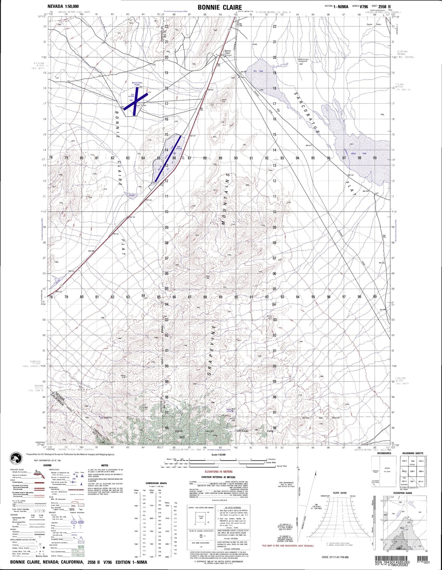 Bonnie Claire Nevada Military 1:50,000 Map