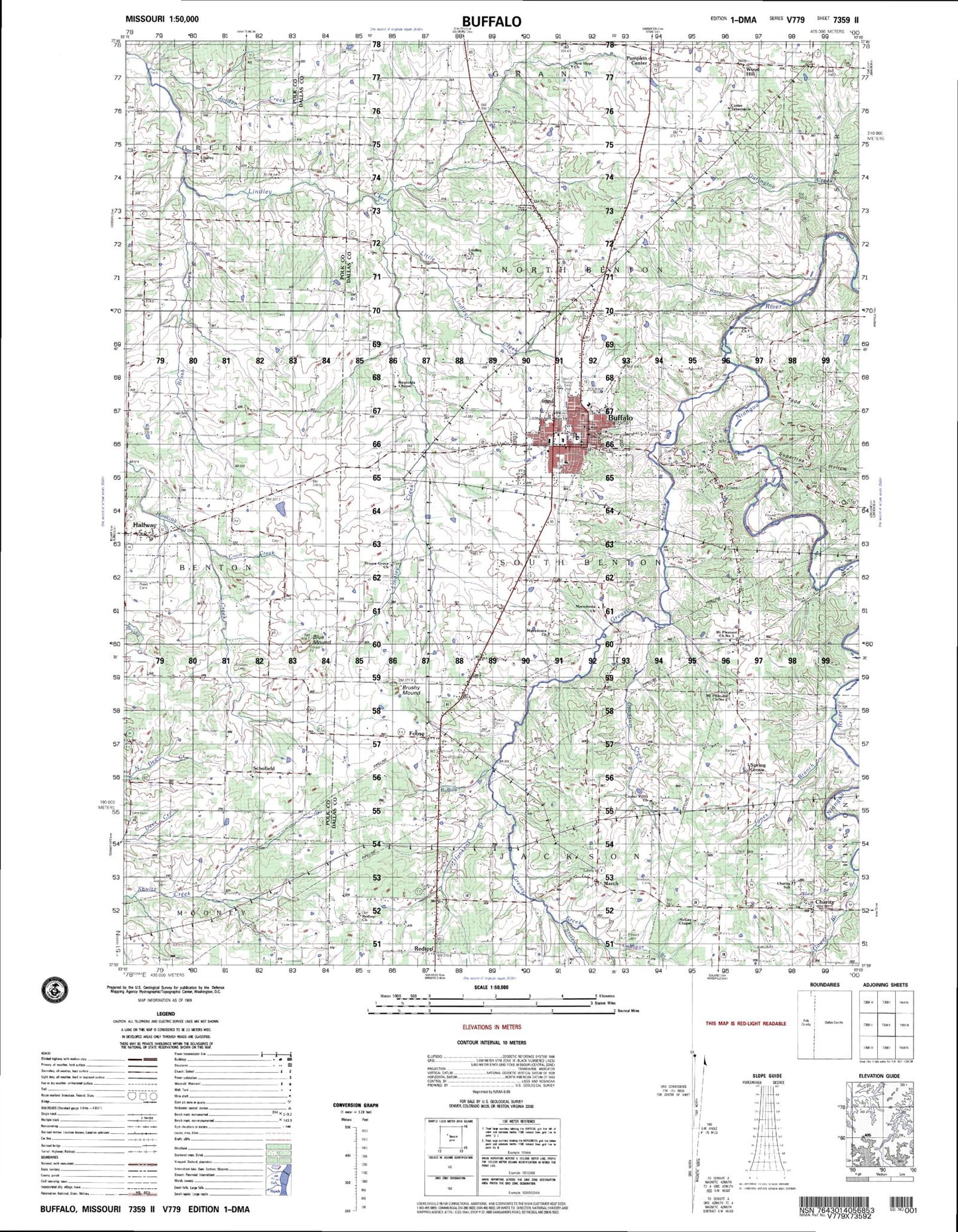 Buffalo Missouri Military 1:50,000 Map
