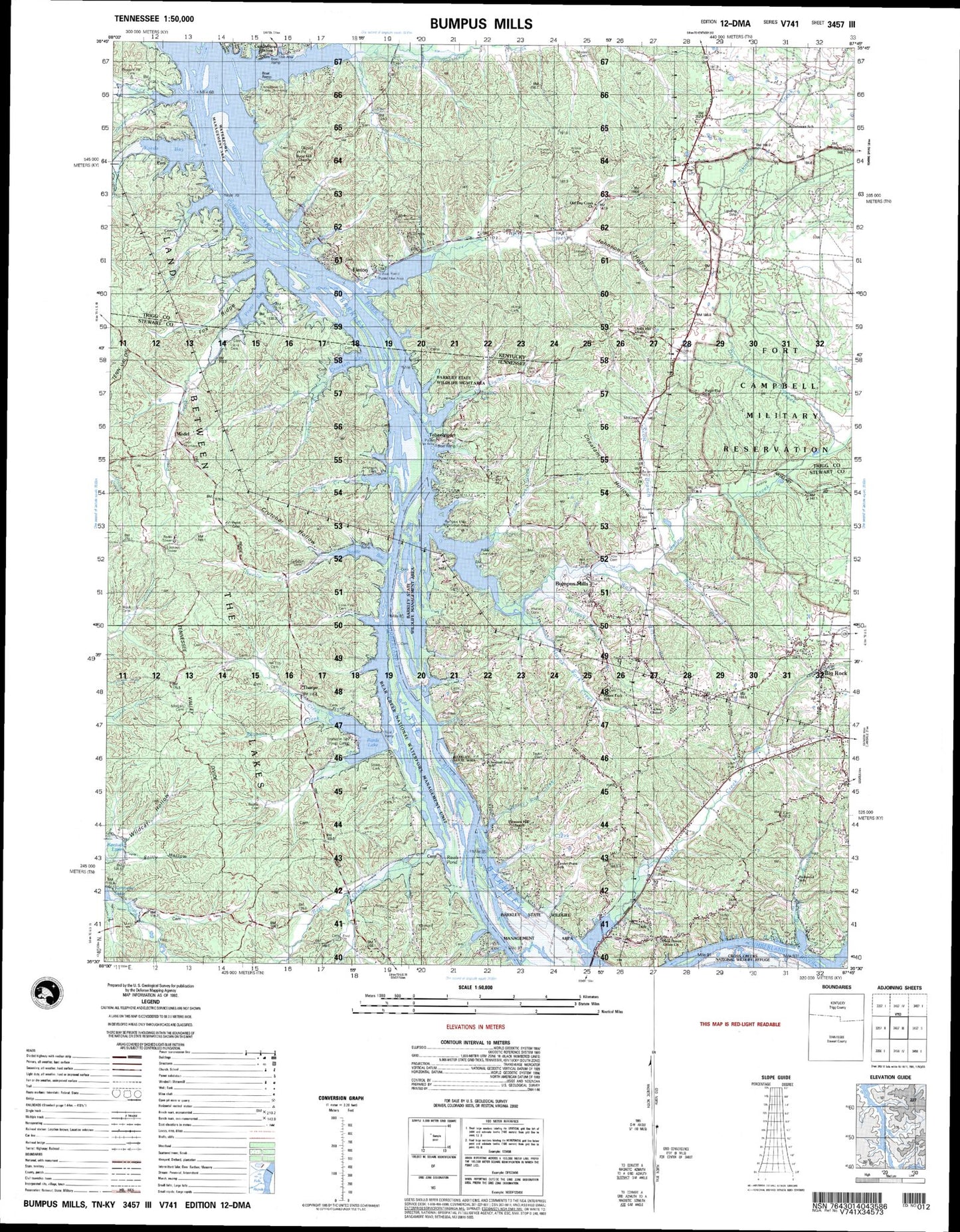 Bumpus Mills Kentucky Military 1:50,000 Map