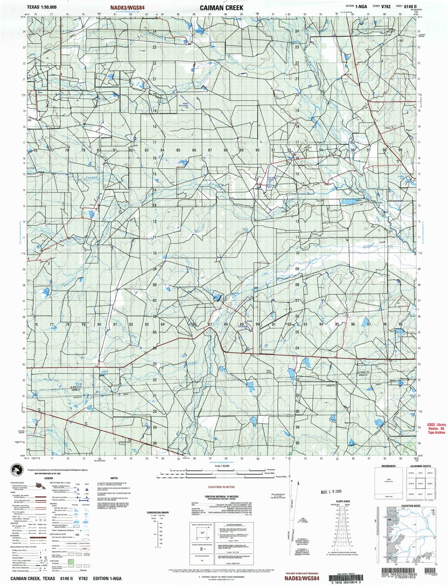 Caiman Creek Texas Military 1:50,000 Map