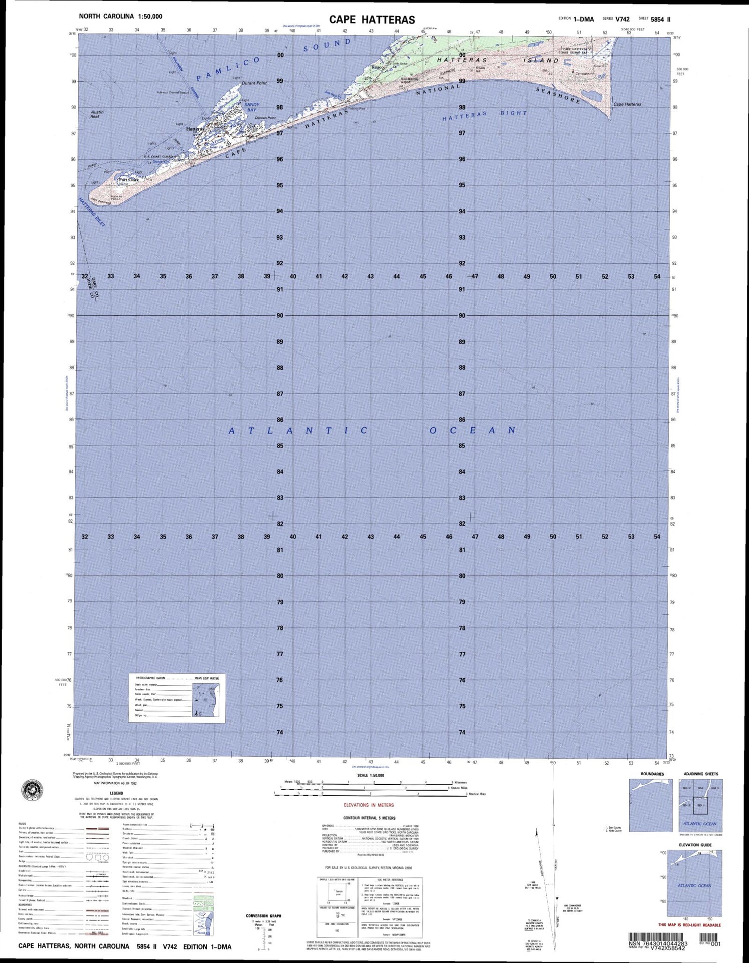 Cape Hatteras North Carolina Military 1:50,000 Map