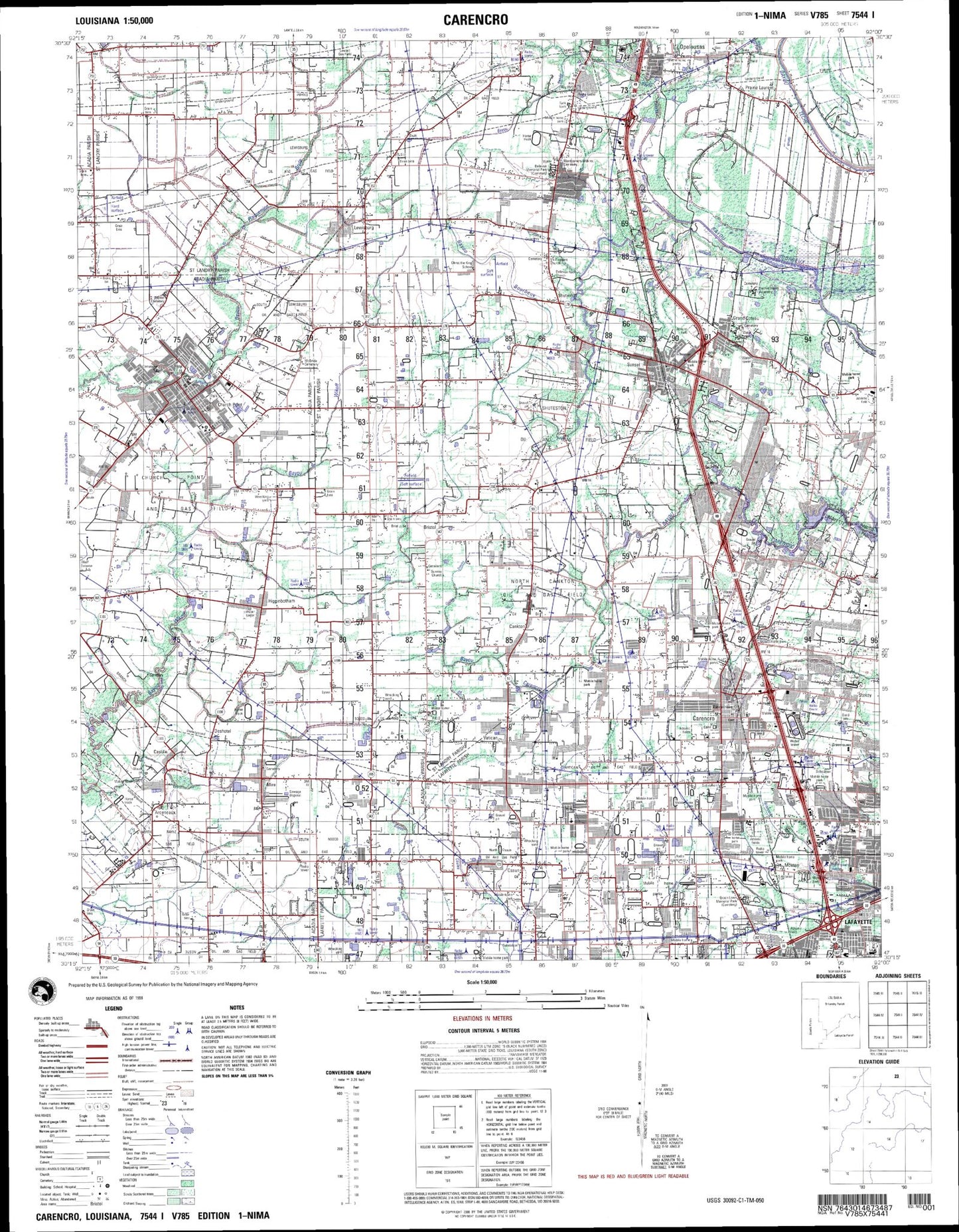 Carencro Louisiana Military 1:50,000 Map