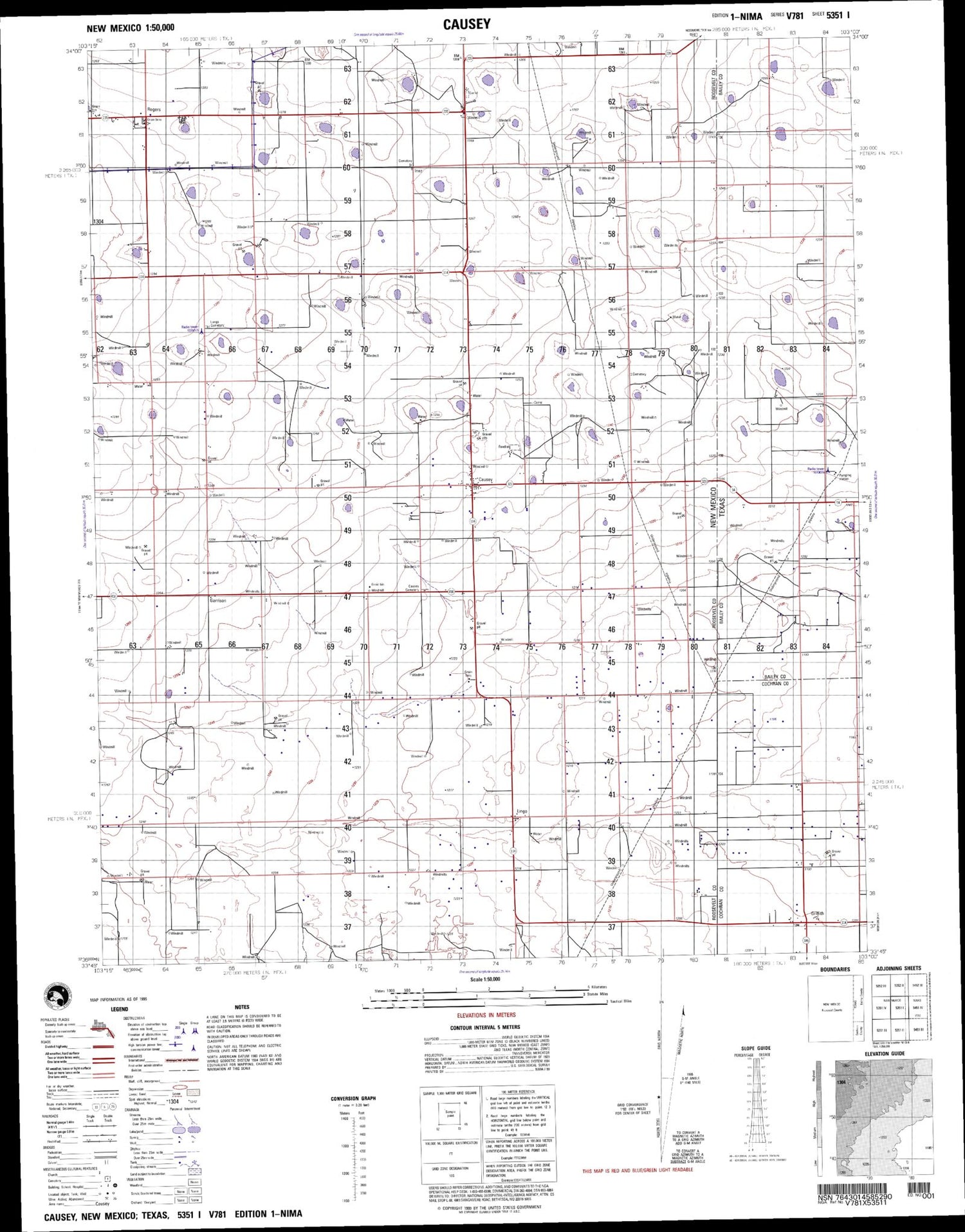 Causey New Mexico Military 1:50,000 Map