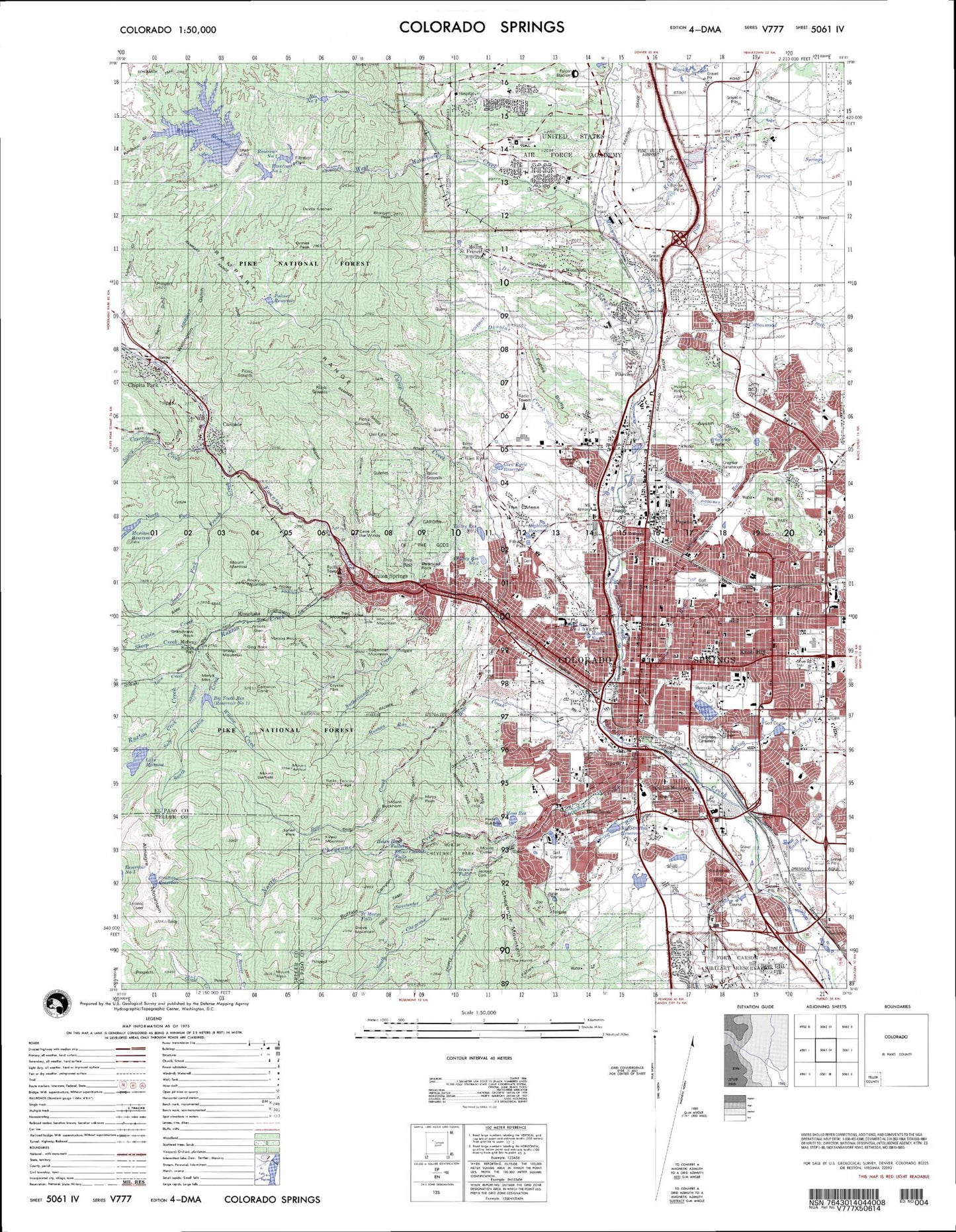 Colorado Springs Colorado Military 1:50,000 Map