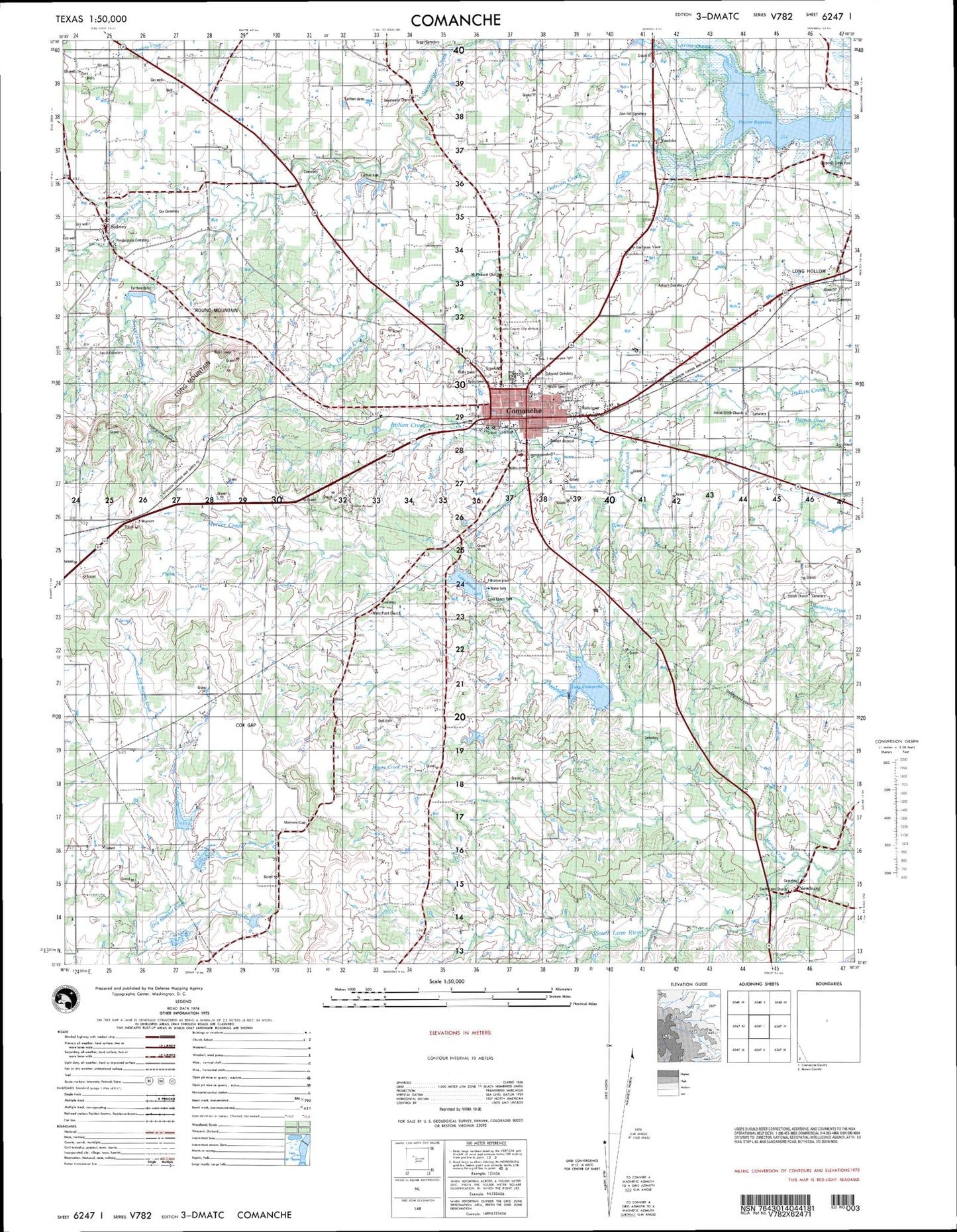 Comanche Texas Military 1:50,000 Map