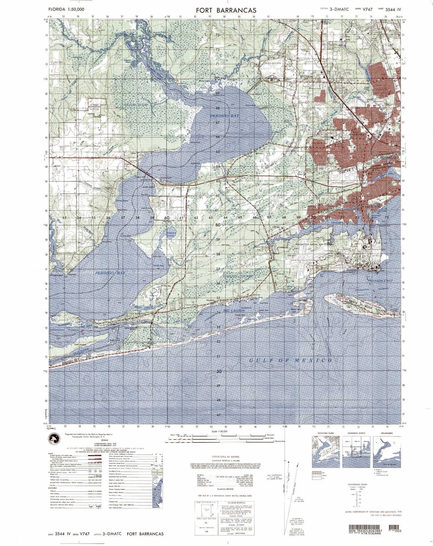 Fort Barrancas Florida Military 1:50,000 Map