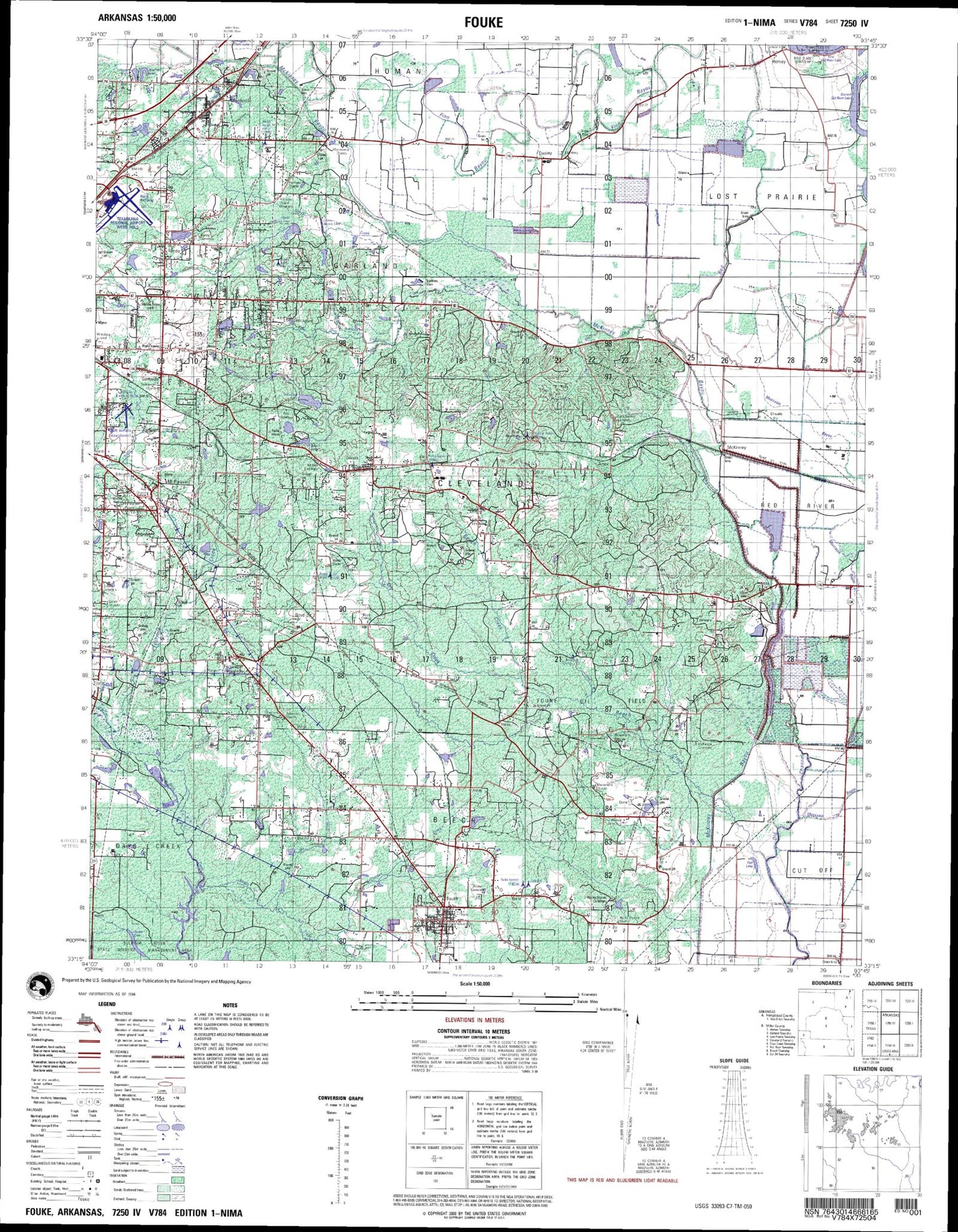 Fouke Arkansas Military 1:50,000 Map