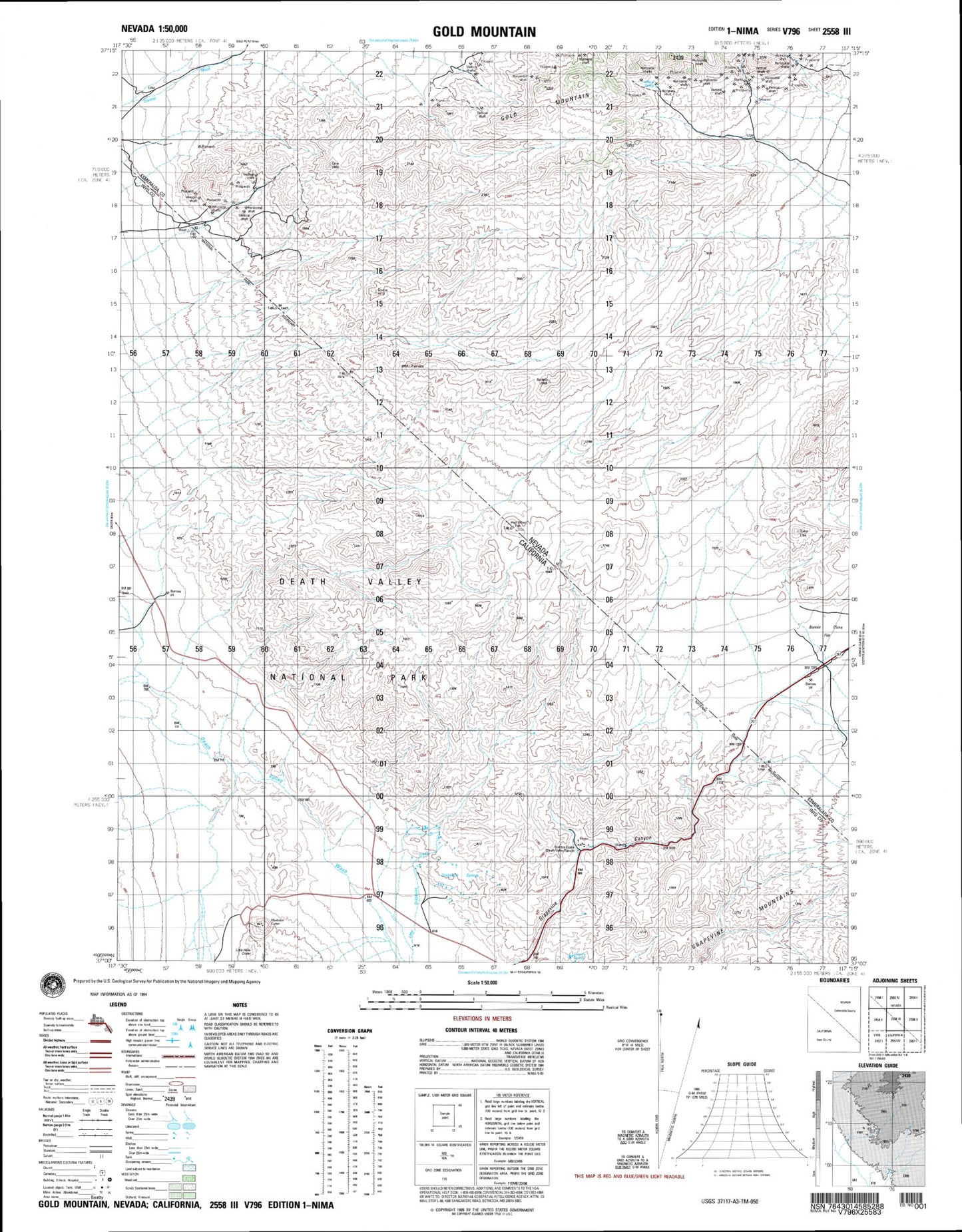 Gold Mountain Nevada Military 1:50,000 Map