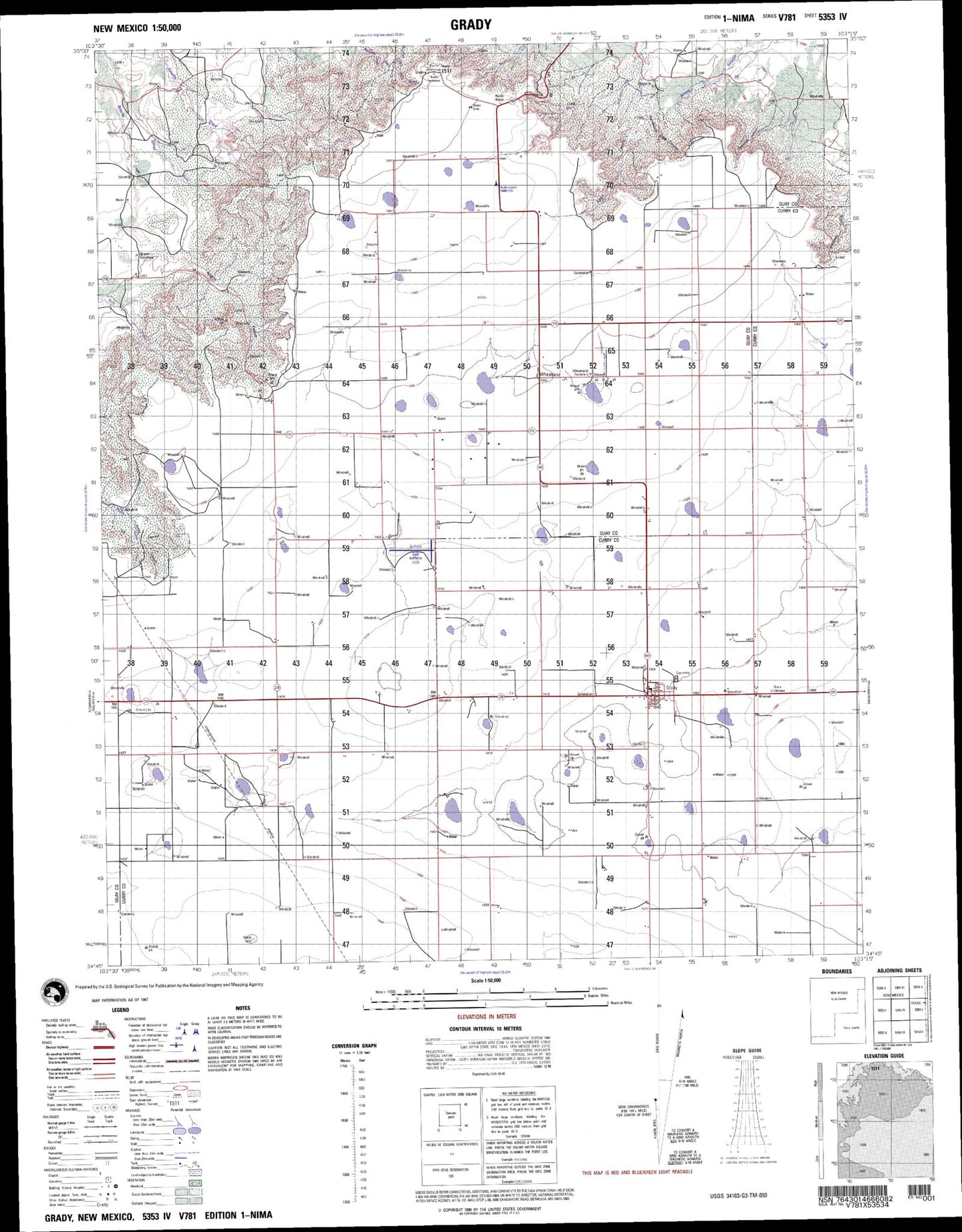 Grady New Mexico Military 1:50,000 Map