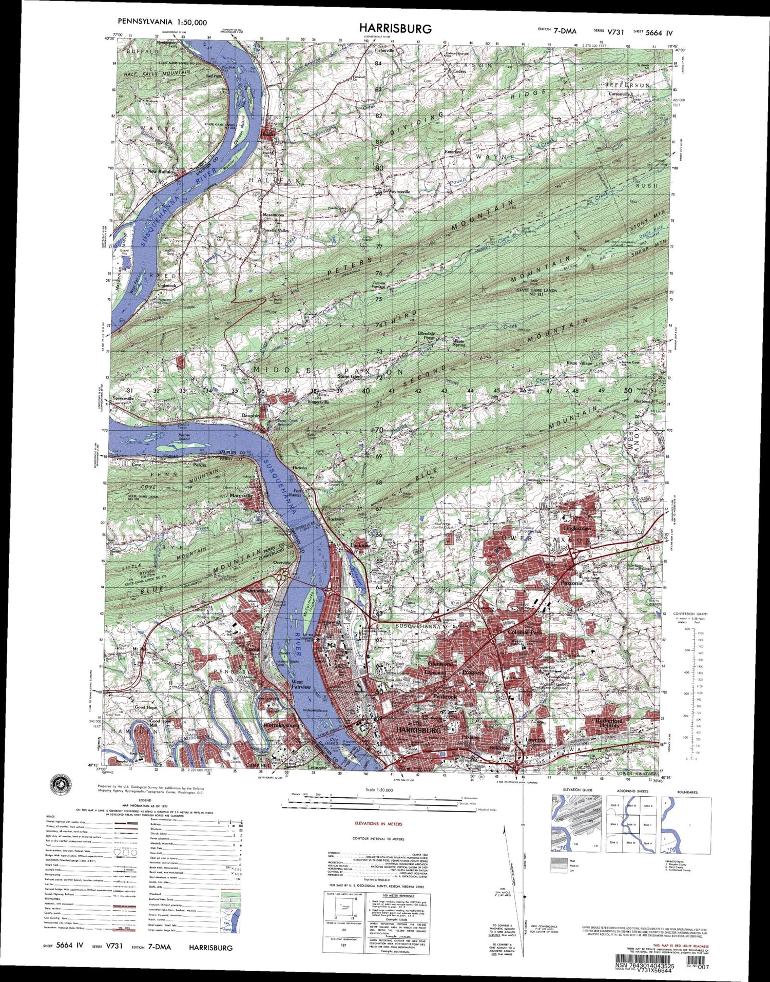 Harrisburg Pennsylvania Military 1:50,000 Map