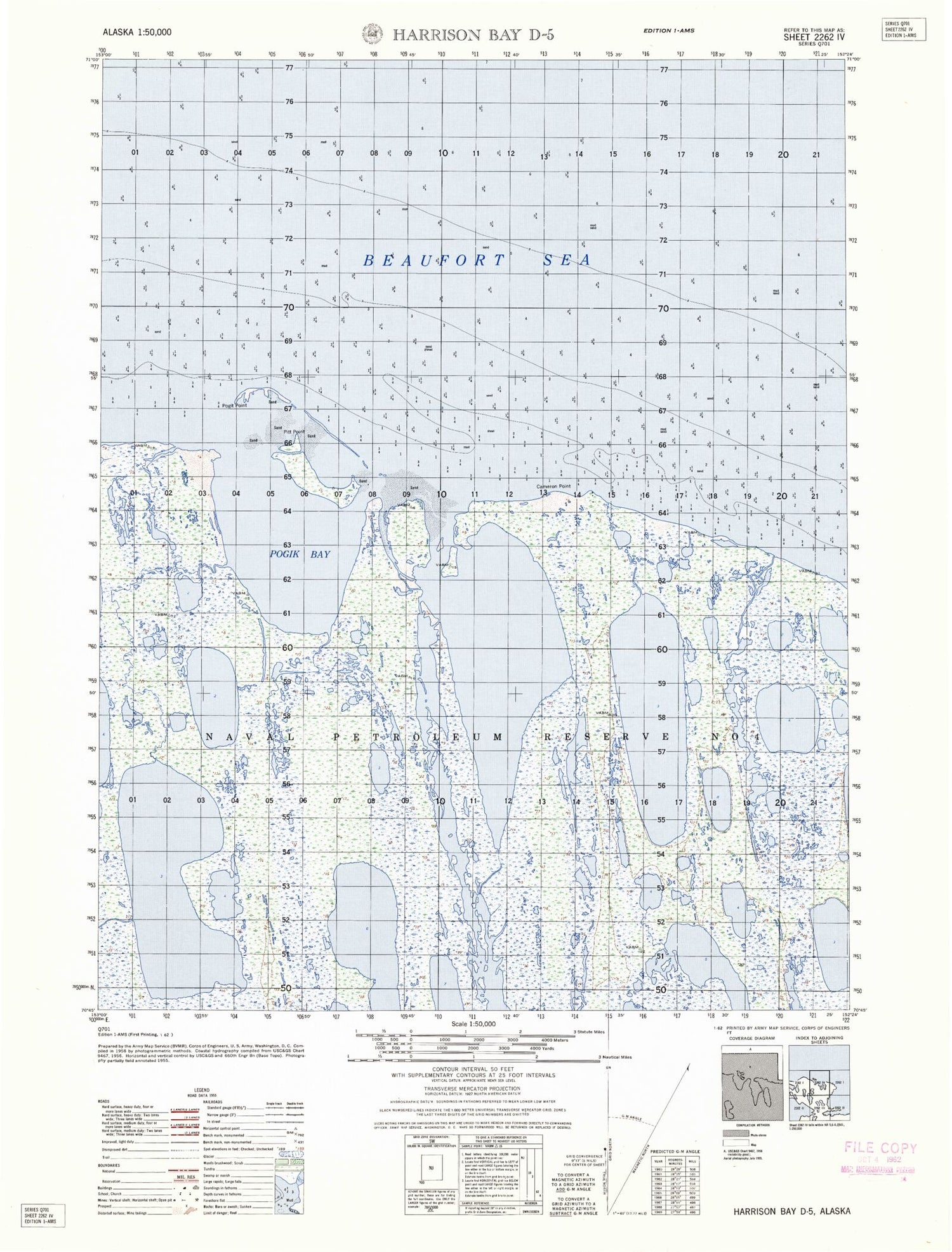 Harrison Bay D-5 Alaska Military 1:50,000 Map