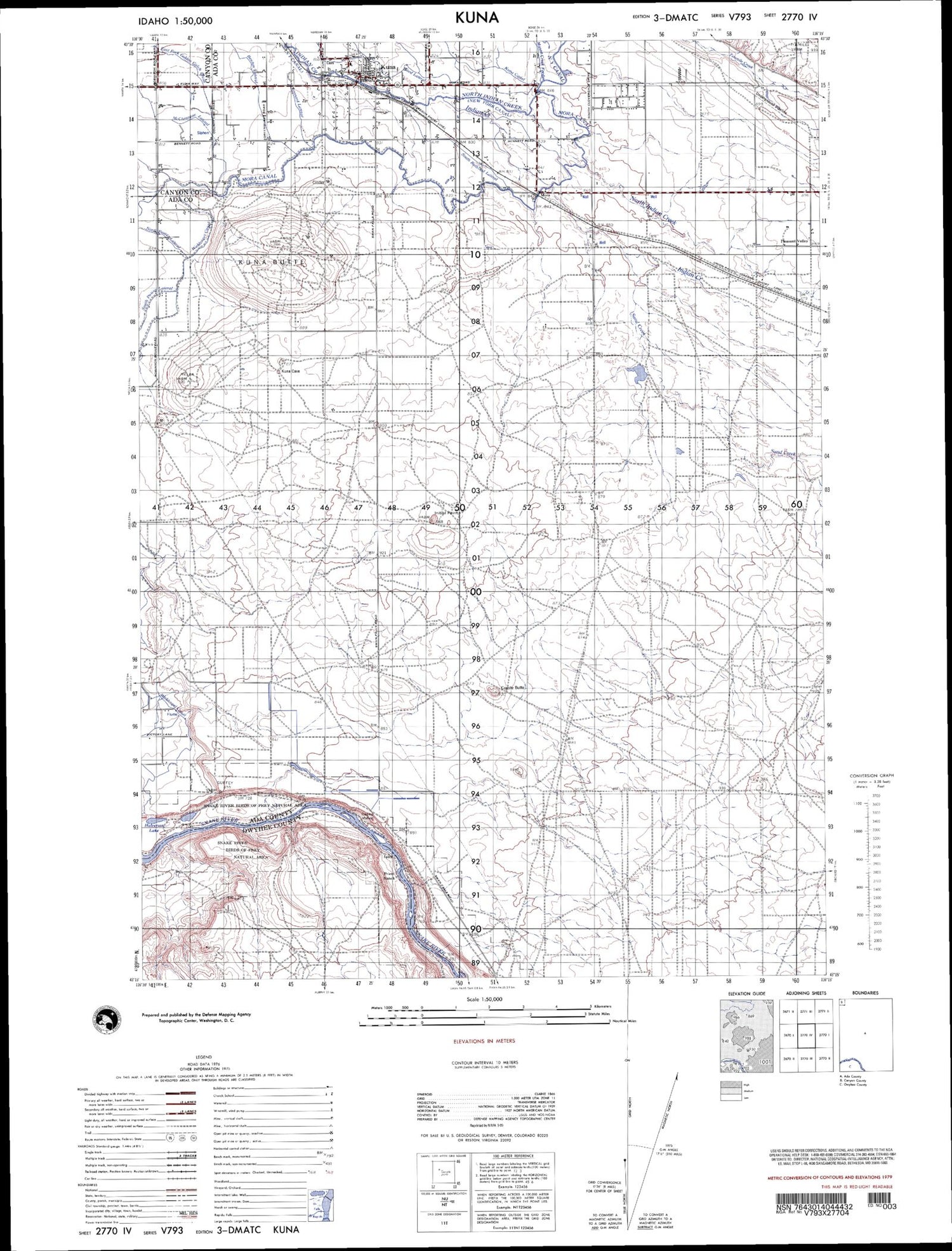 Kuna Idaho Military 1:50,000 Map