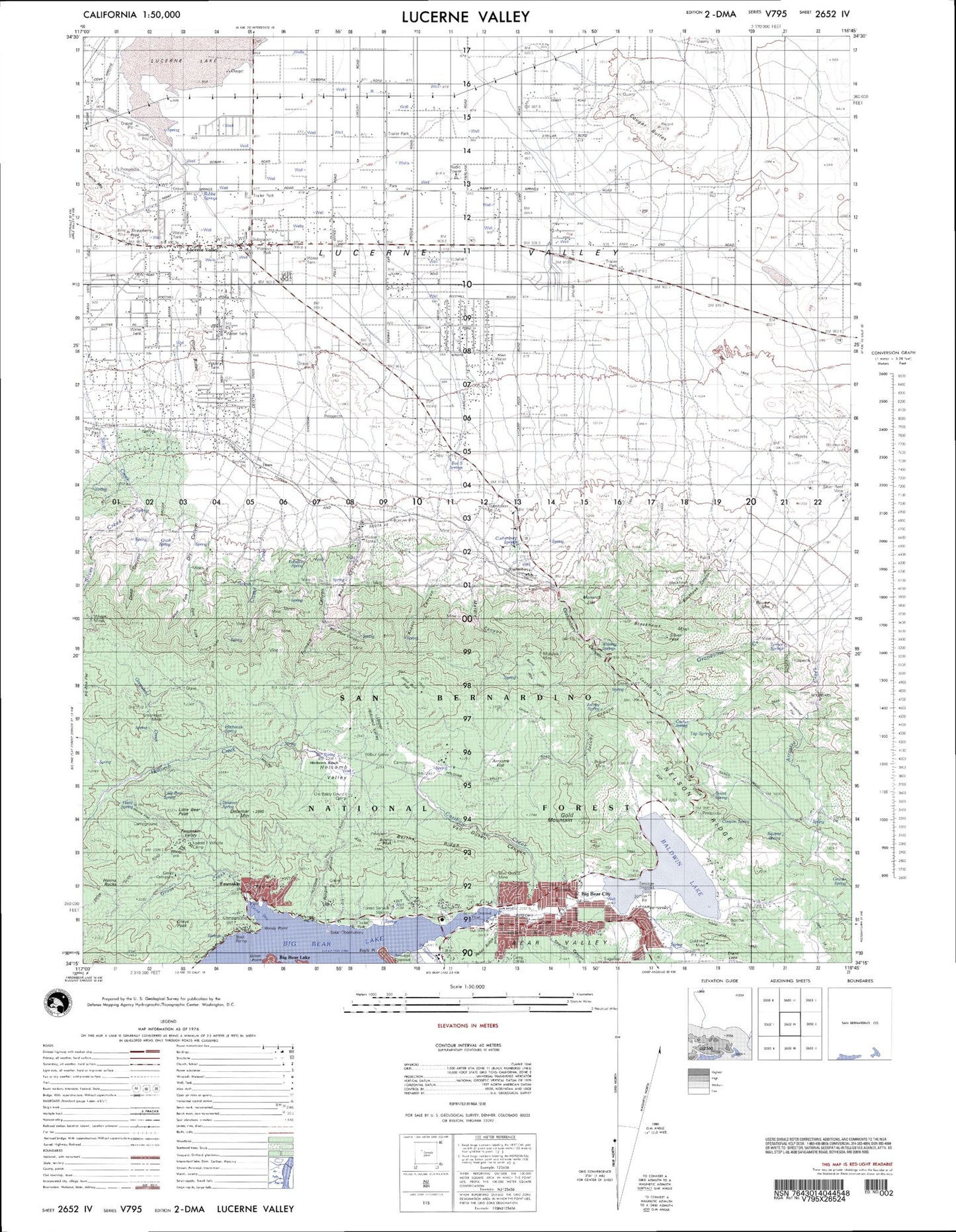 Lucerne Valley California Military 1:50,000 Map
