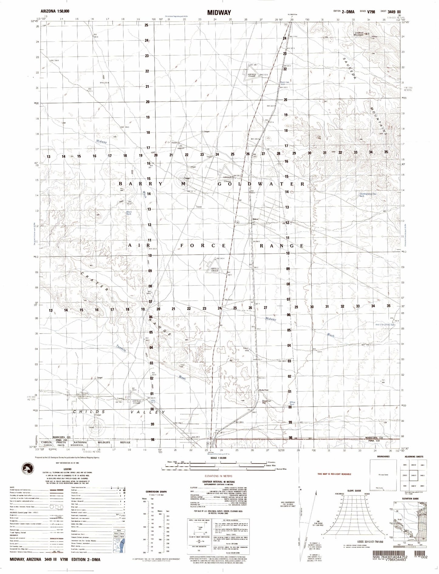 Midway Arizona Military 1:50,000 Map
