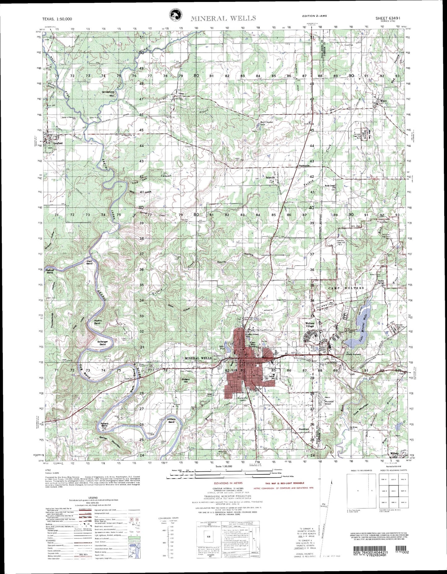 Mineral Wells Texas Military 1:50,000 Map