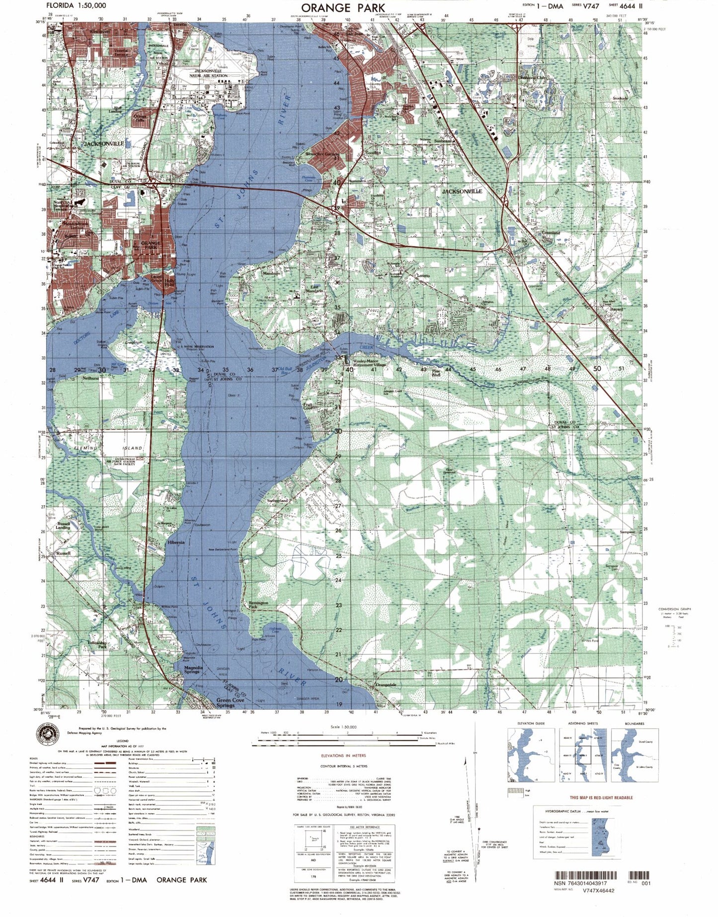 Orange Park Florida Military 1:50,000 Map
