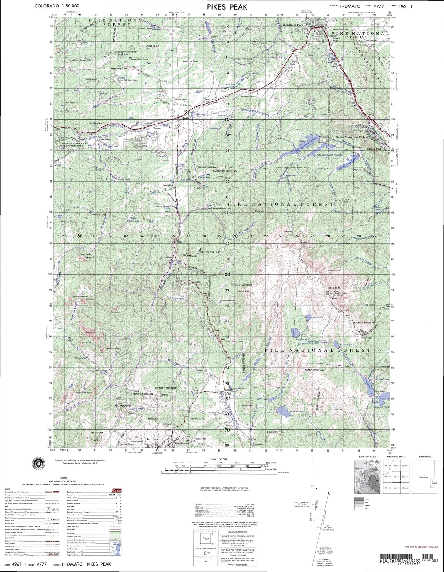 Pikes Peak Colorado Military 1:50,000 Map