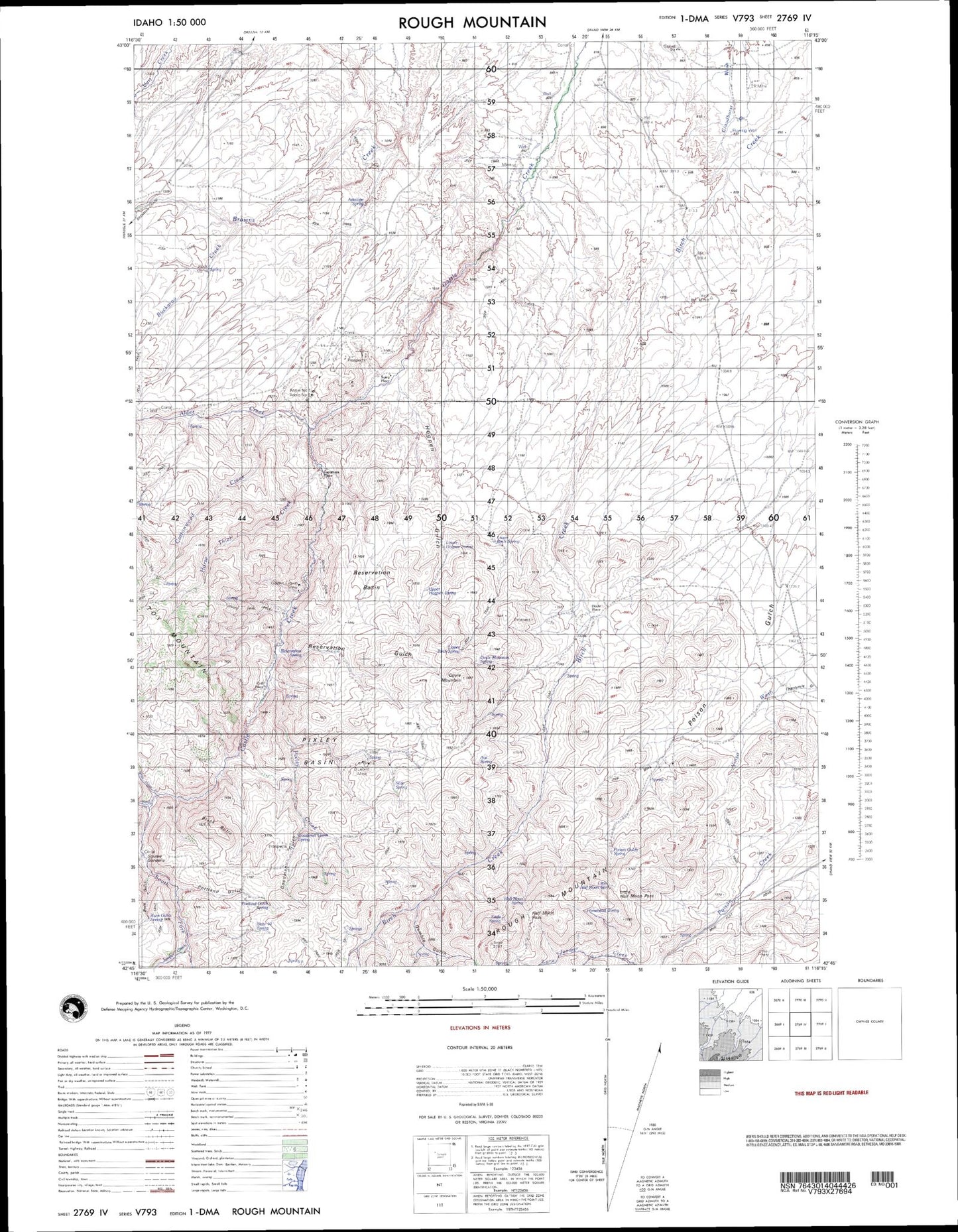 Rough Mountain Idaho Military 1:50,000 Map
