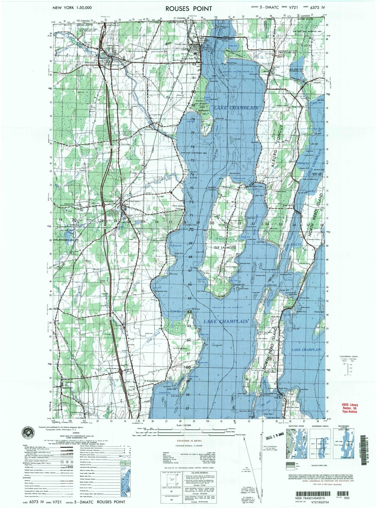 Rouses Point New York Military 1:50,000 Map