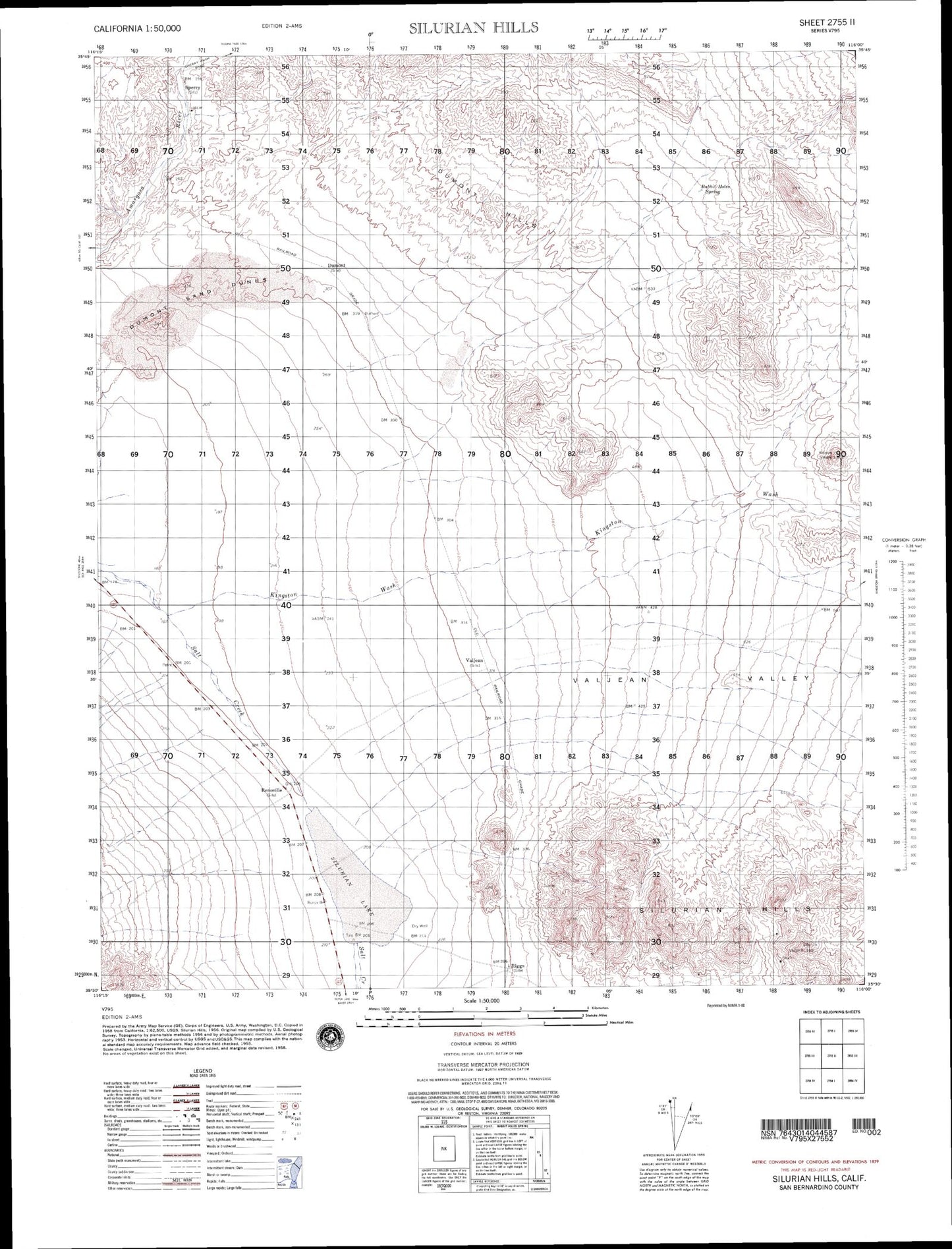 Silurian Hills California Military 1:50,000 Map