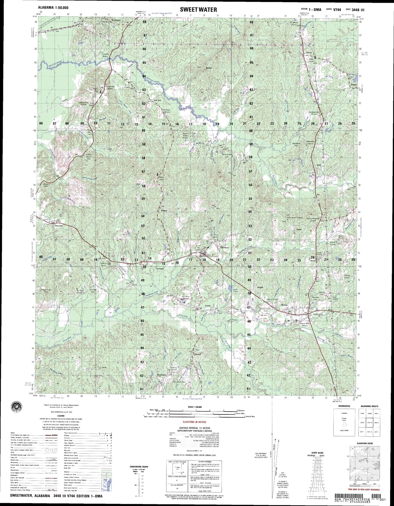 Sweetwater Alabama Military 1:50,000 Map