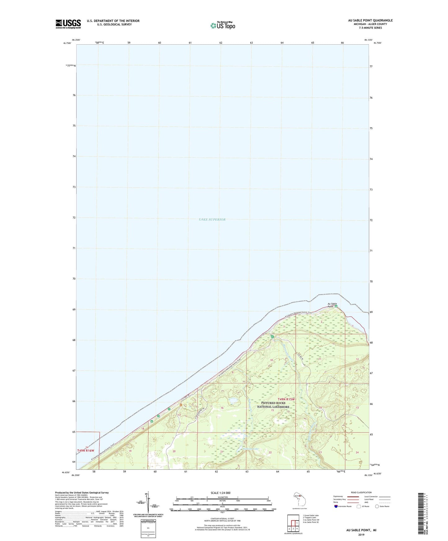 Au Sable Point Michigan US Topo Map Image