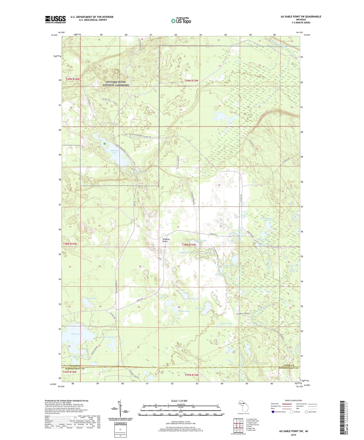 Au Sable Point SW Michigan US Topo Map Image