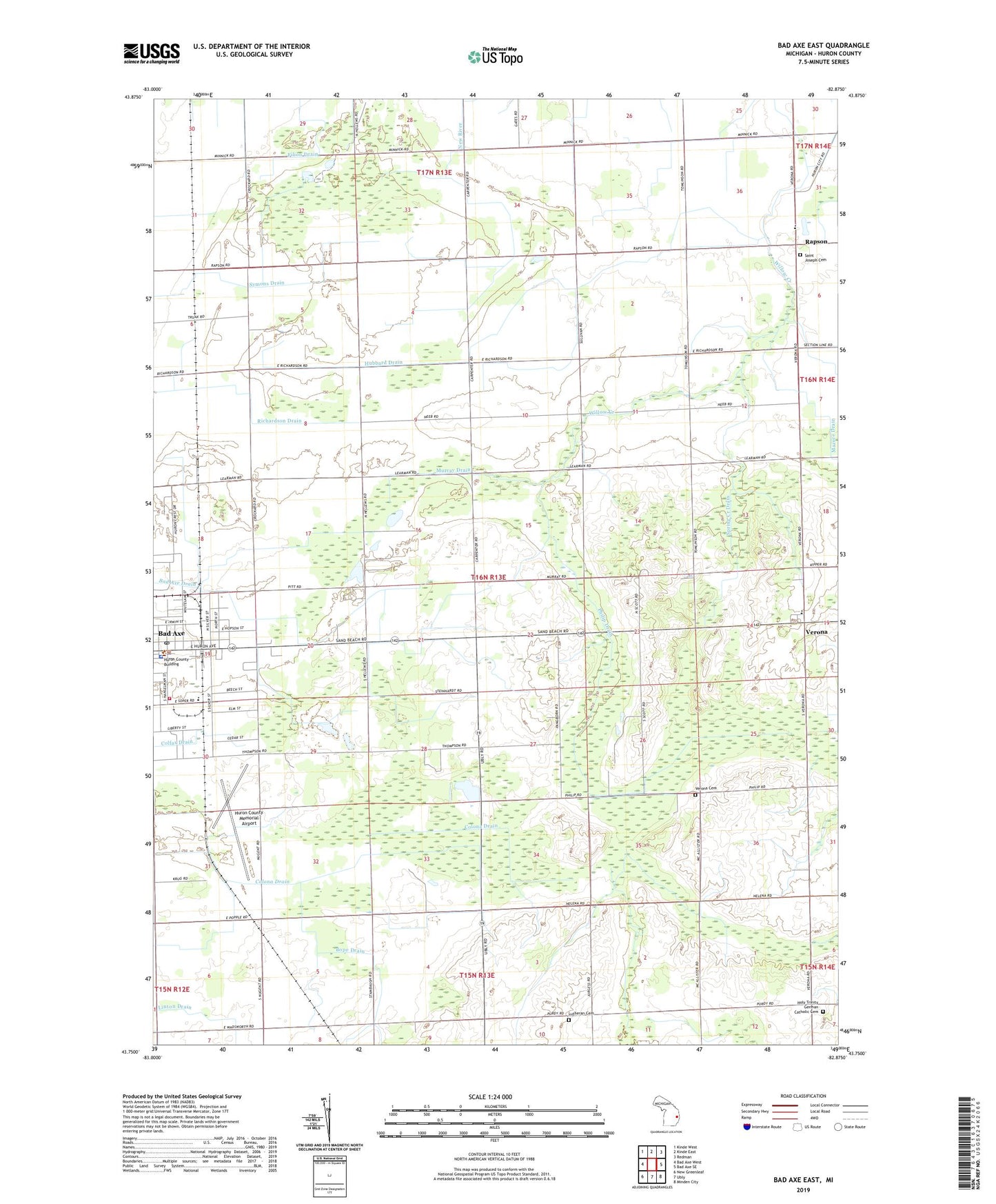 Bad Axe East Michigan US Topo Map Image