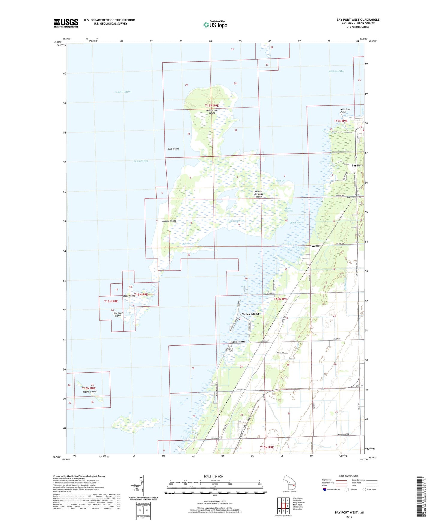 Bay Port West Michigan US Topo Map Image