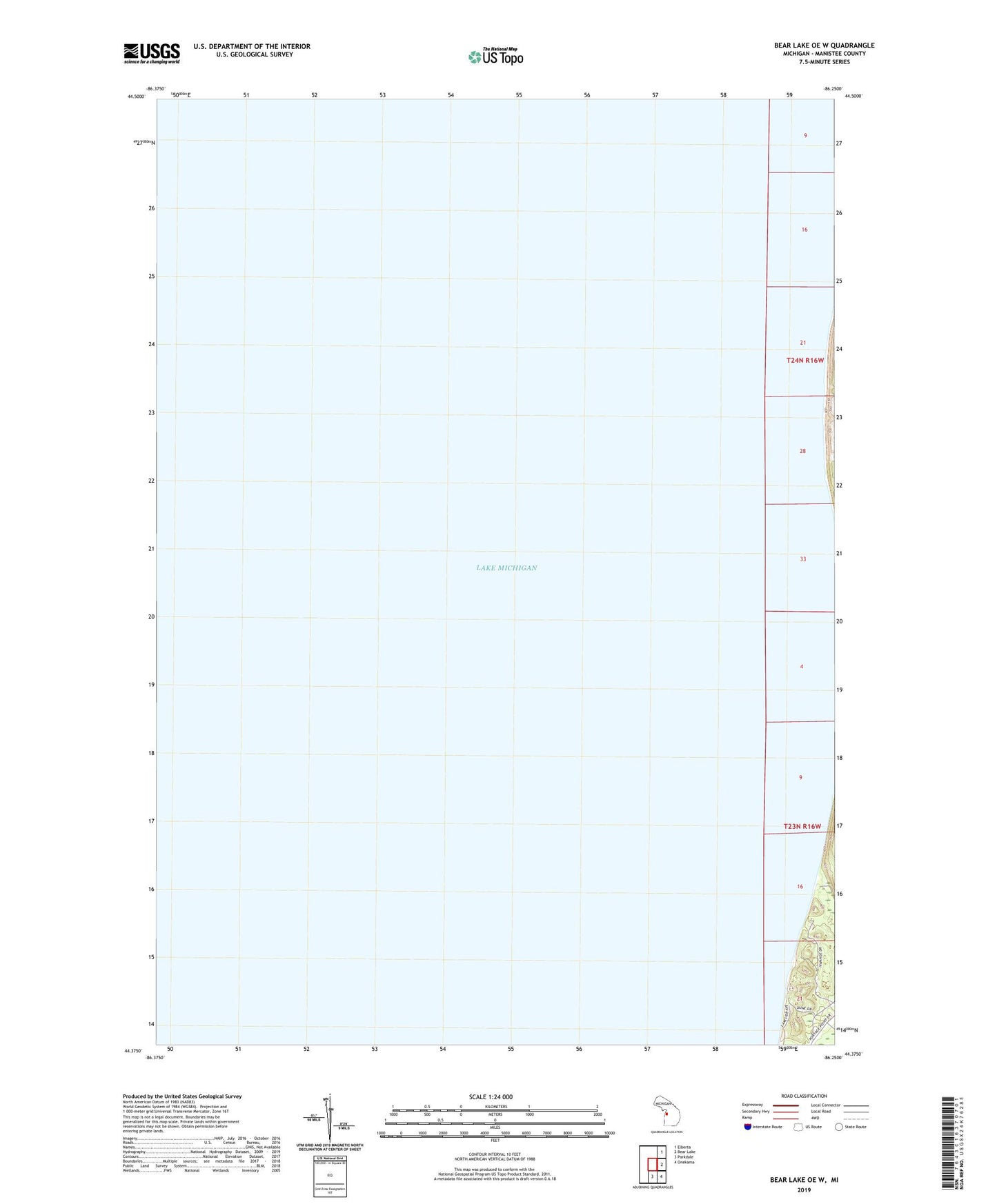 Bear Lake OE W Michigan US Topo Map Image