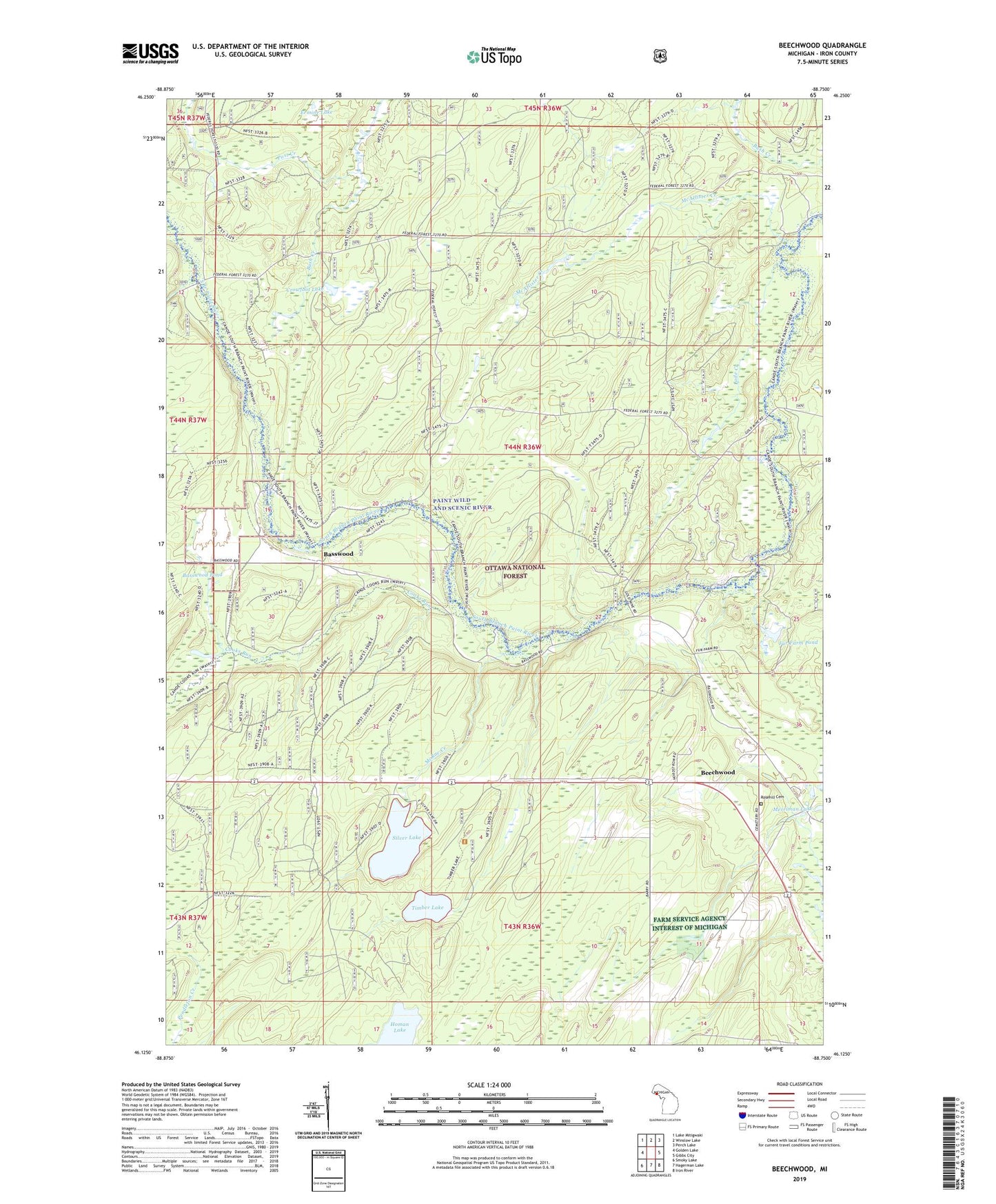 Beechwood Michigan US Topo Map Image