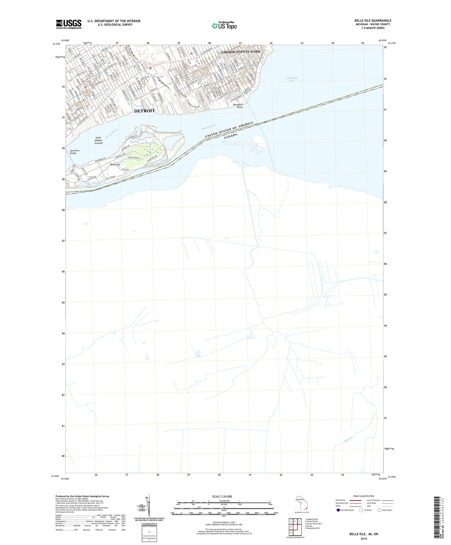 Belle Isle Michigan US Topo Map Image