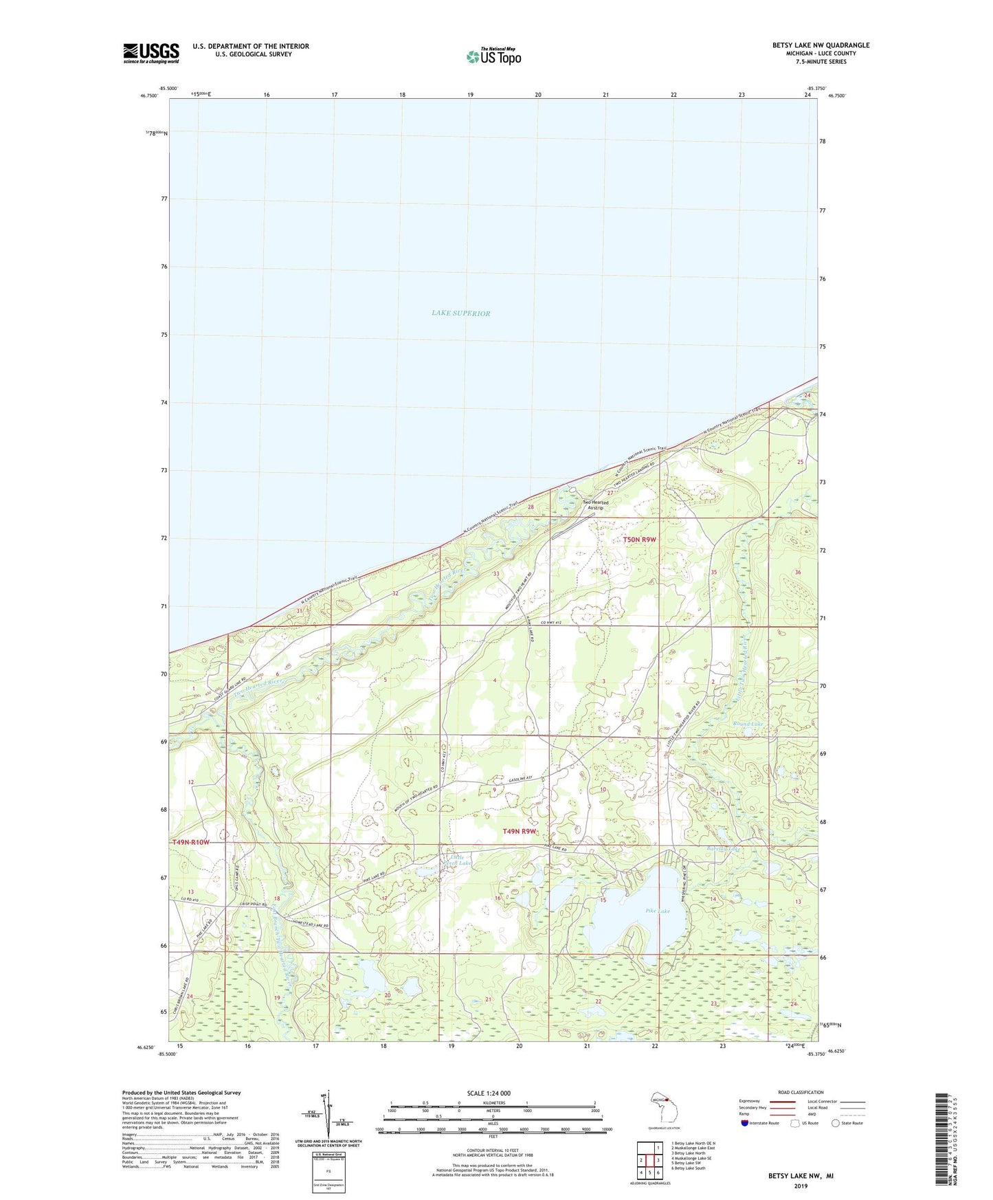 Betsy Lake NW Michigan US Topo Map Image