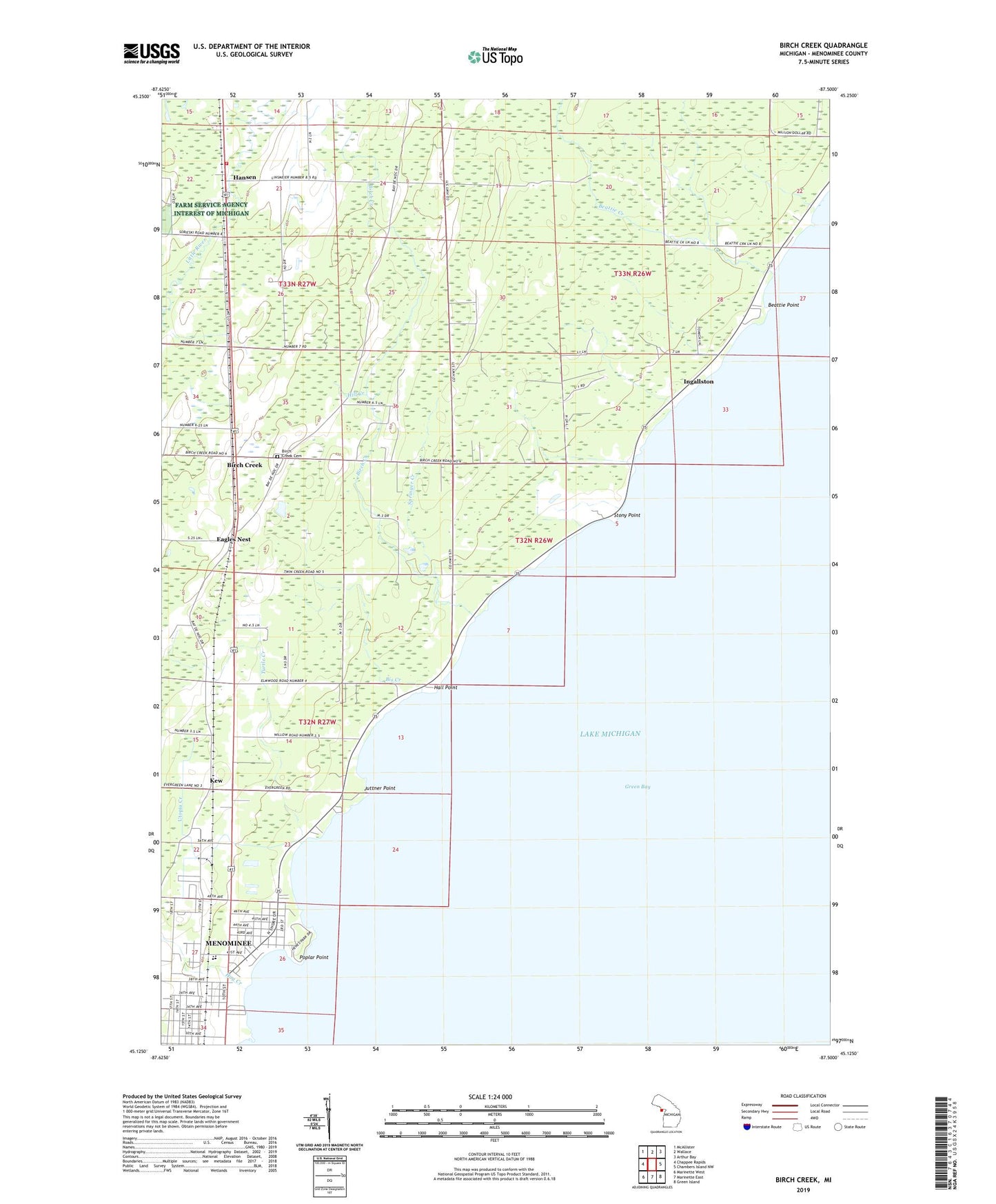 Birch Creek Michigan US Topo Map Image
