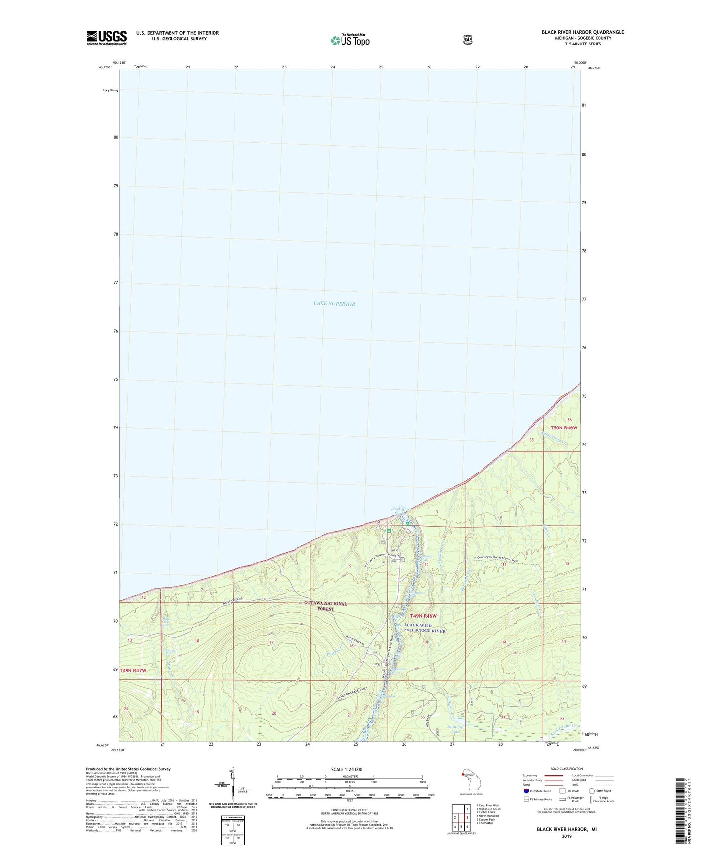 Black River Harbor Michigan US Topo Map Image