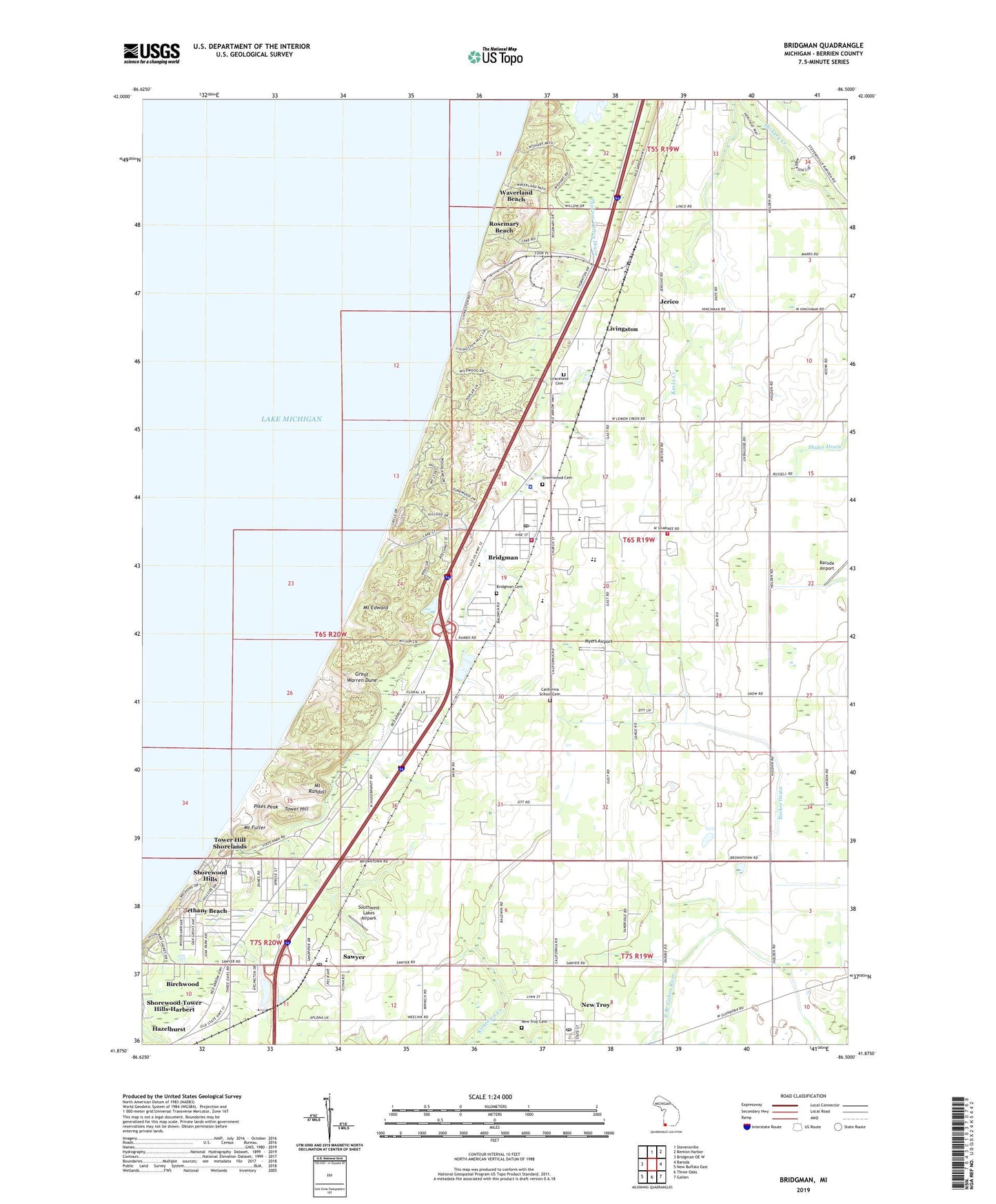 Bridgman Michigan US Topo Map Image