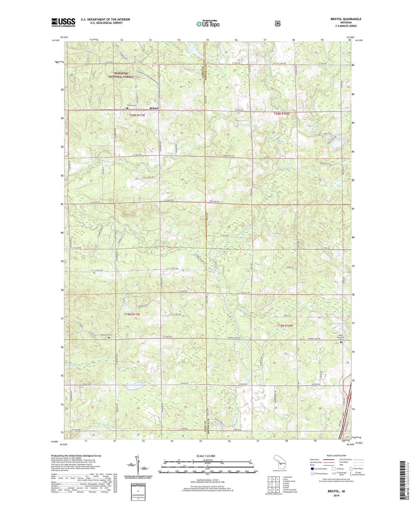 Bristol Michigan US Topo Map Image