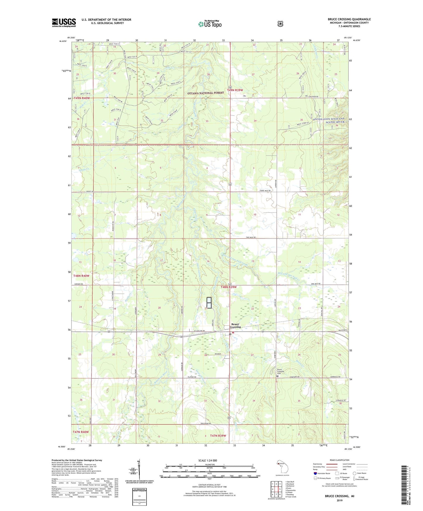 Bruce Crossing Michigan US Topo Map Image