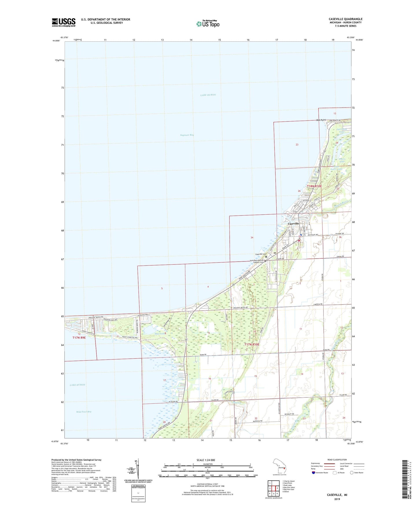 Caseville Michigan US Topo Map Image