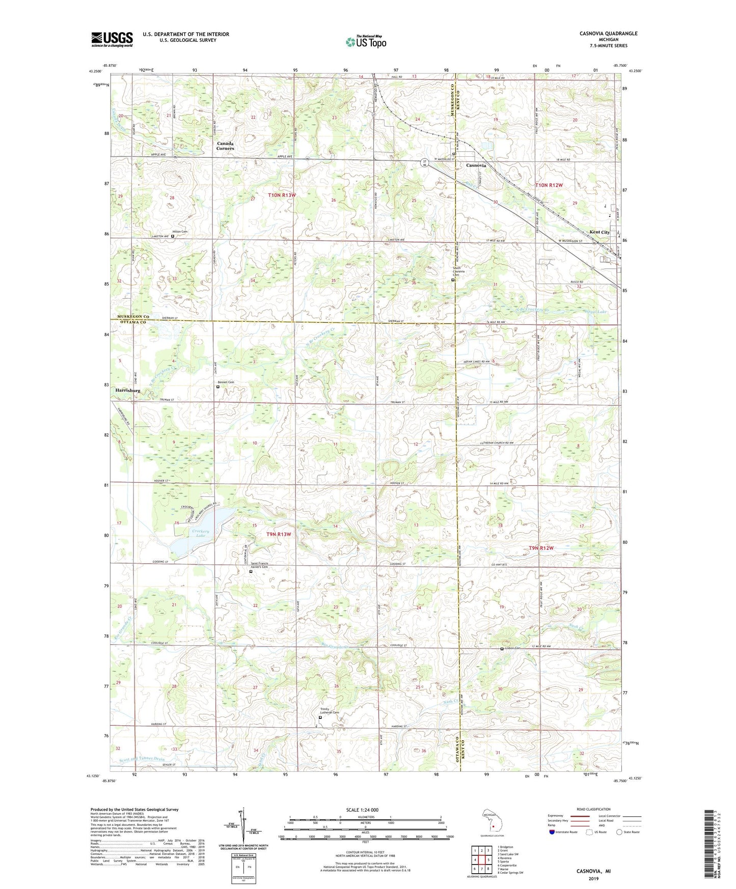 Casnovia Michigan US Topo Map Image