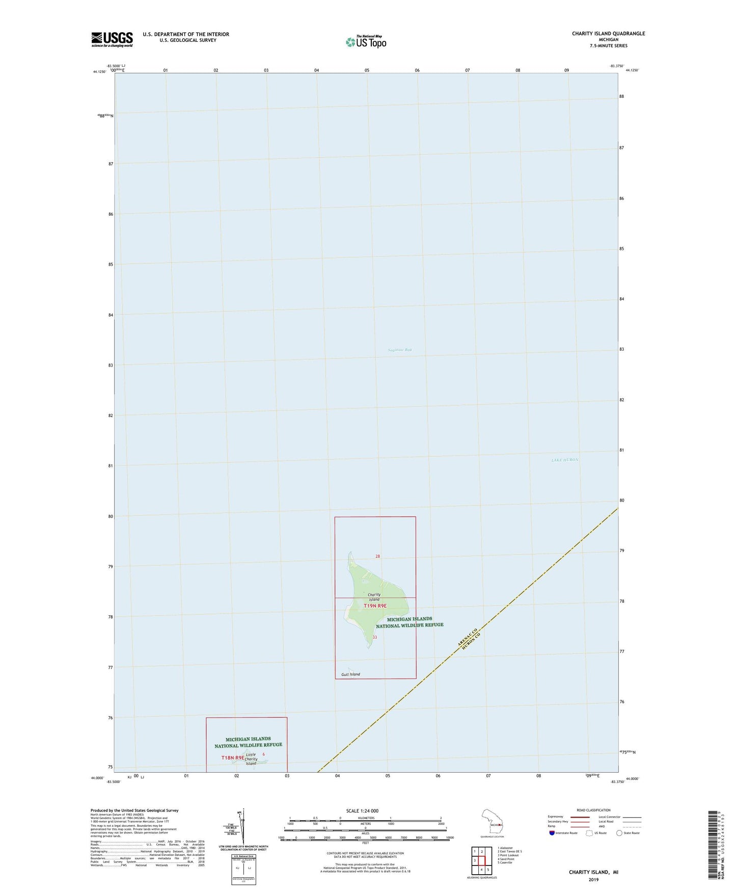 Charity Island Michigan US Topo Map Image