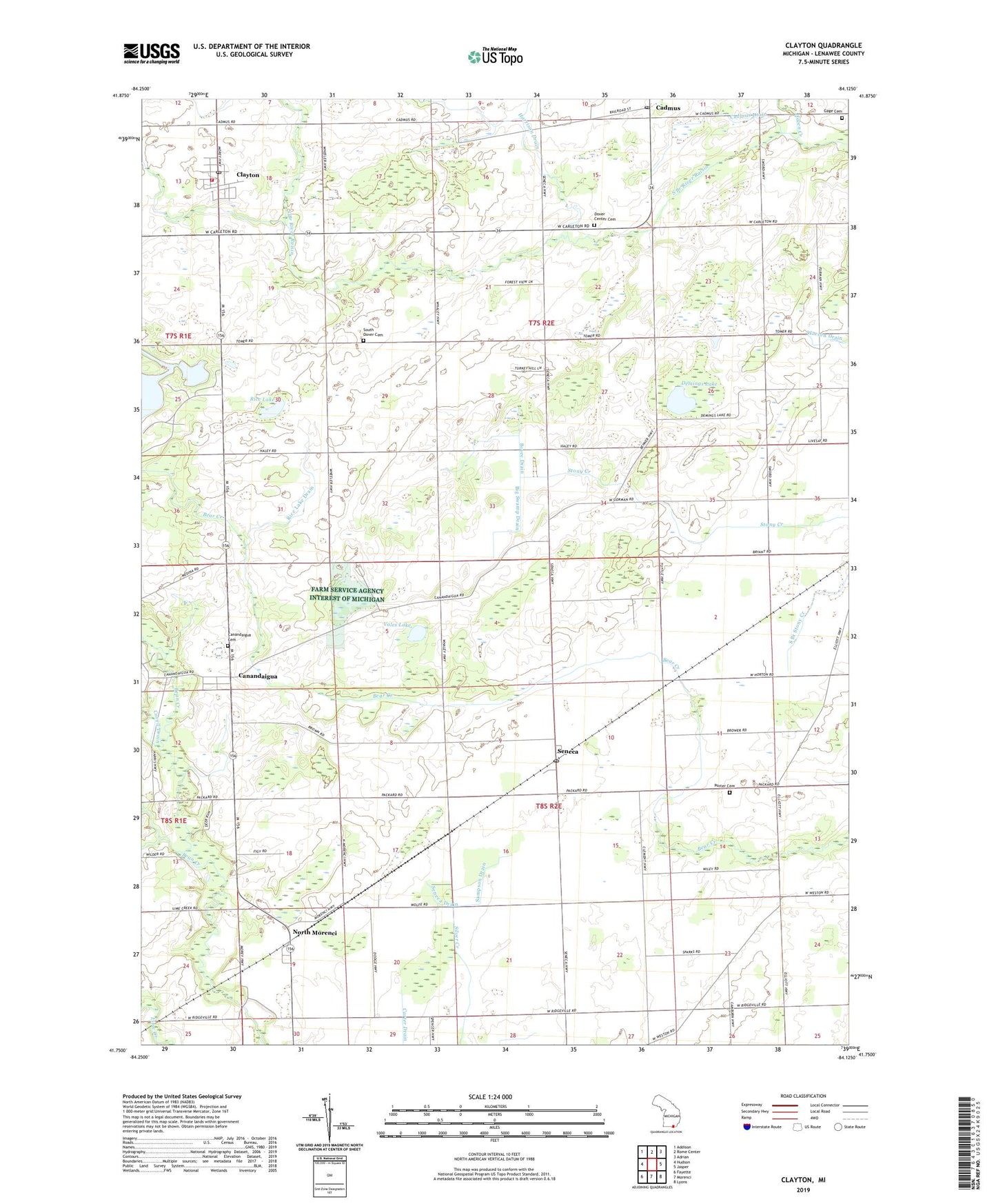 Clayton Michigan US Topo Map Image