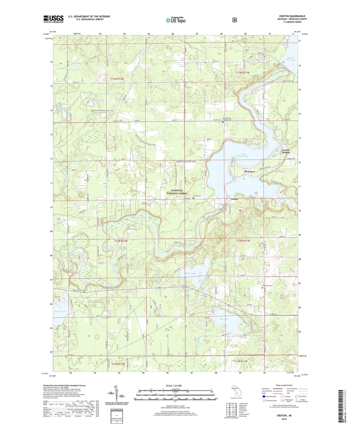 Croton Michigan US Topo Map Image