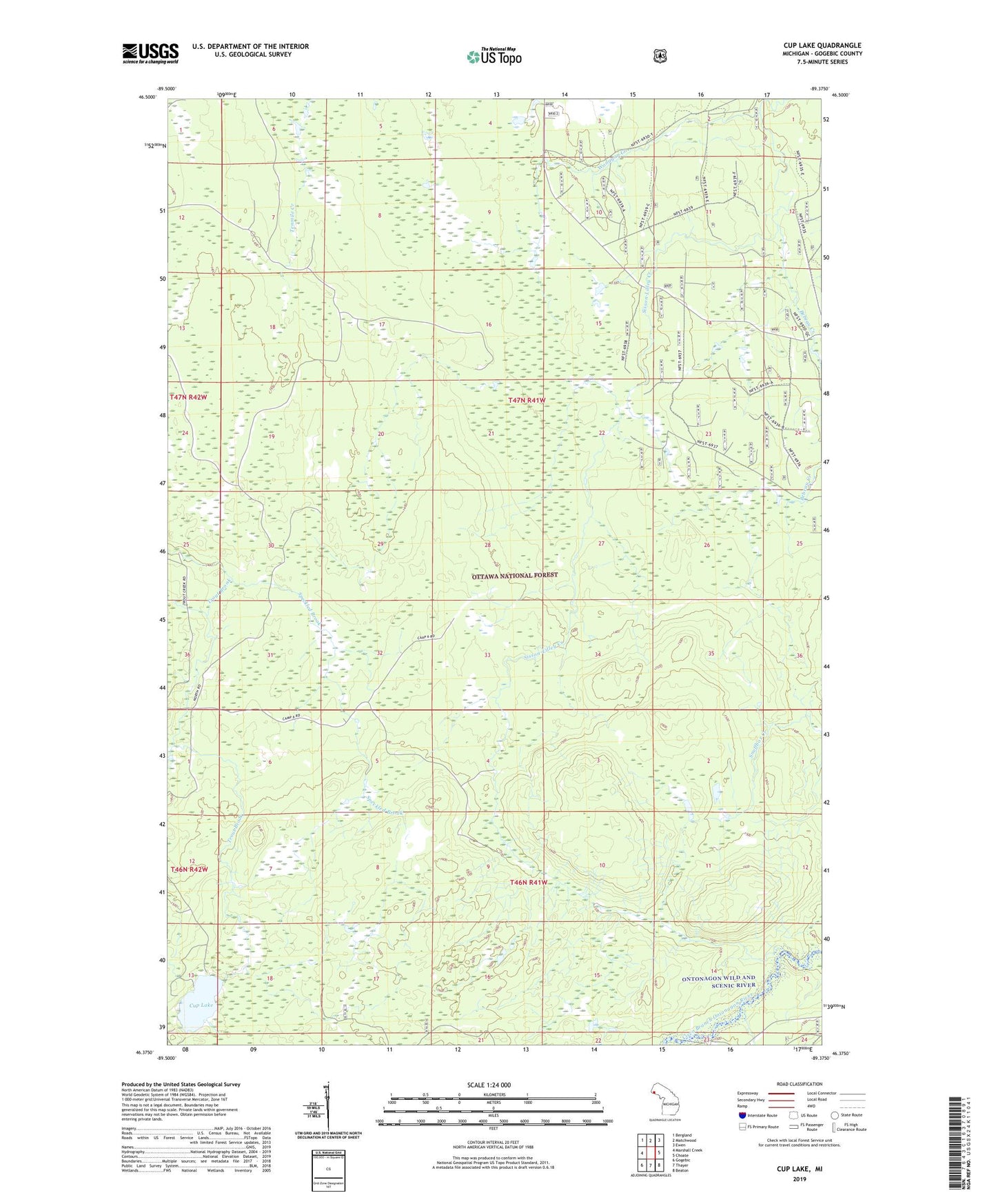 Cup Lake Michigan US Topo Map Image