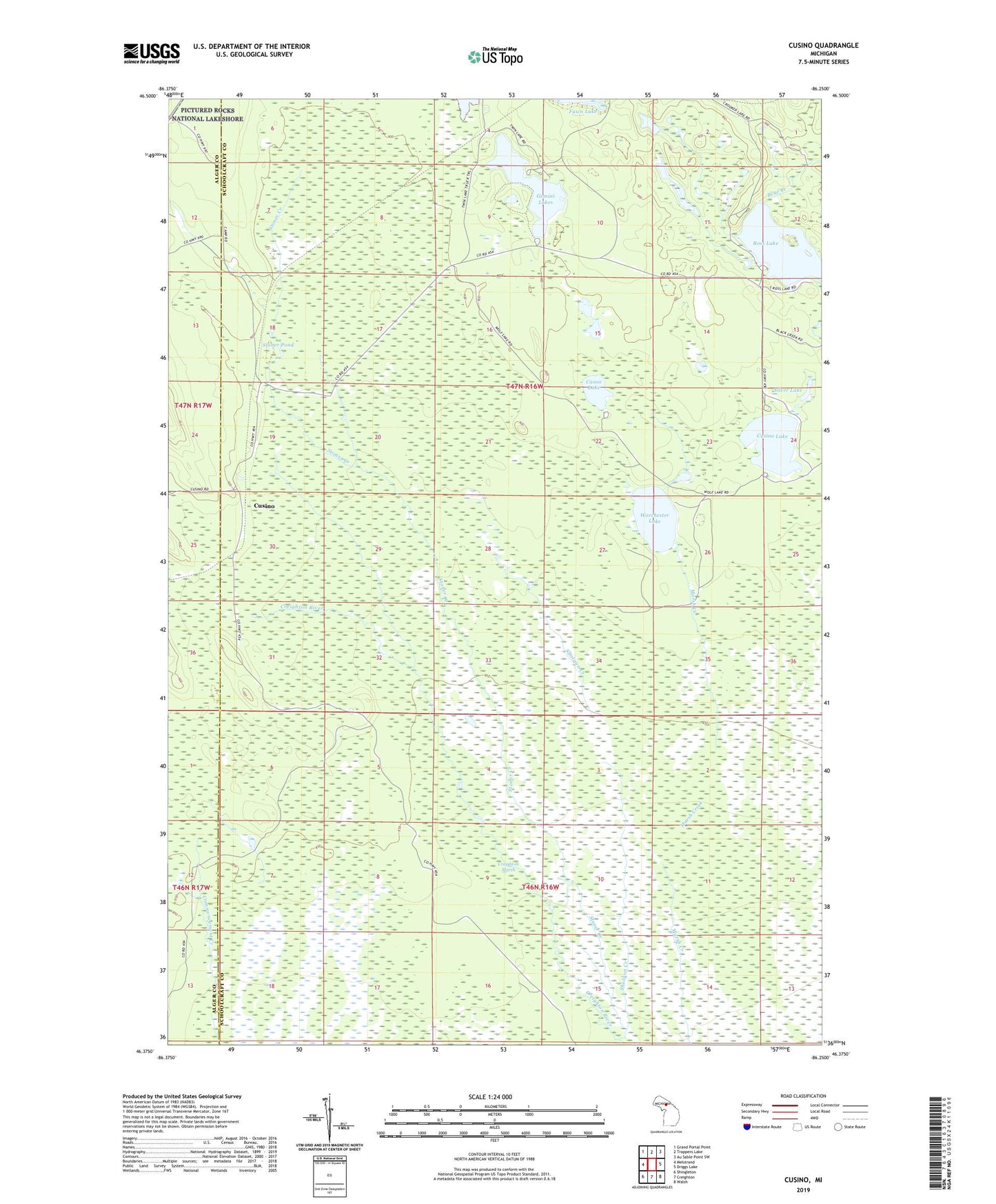 Cusino Michigan US Topo Map Image