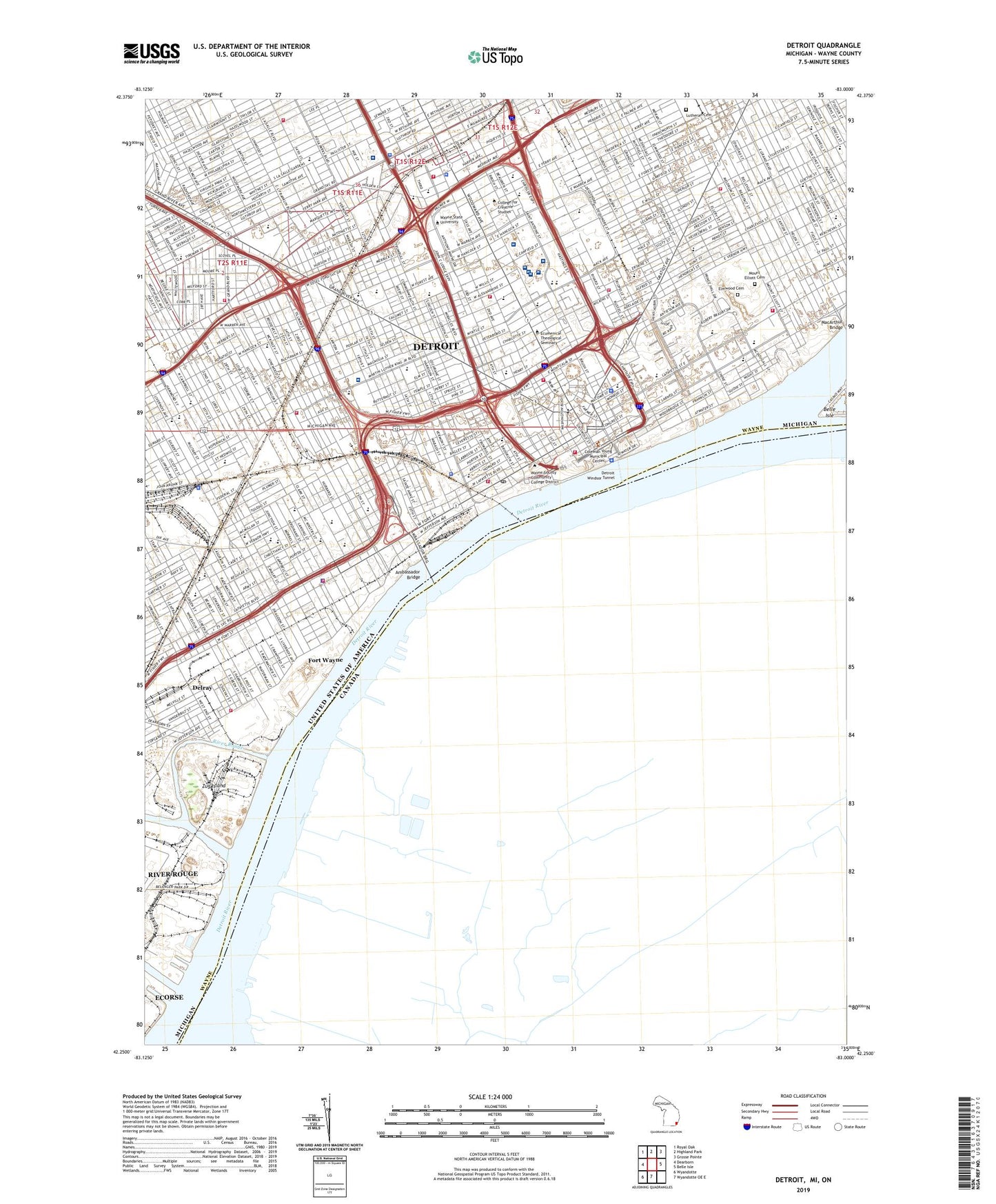 Detroit Michigan US Topo Map Image