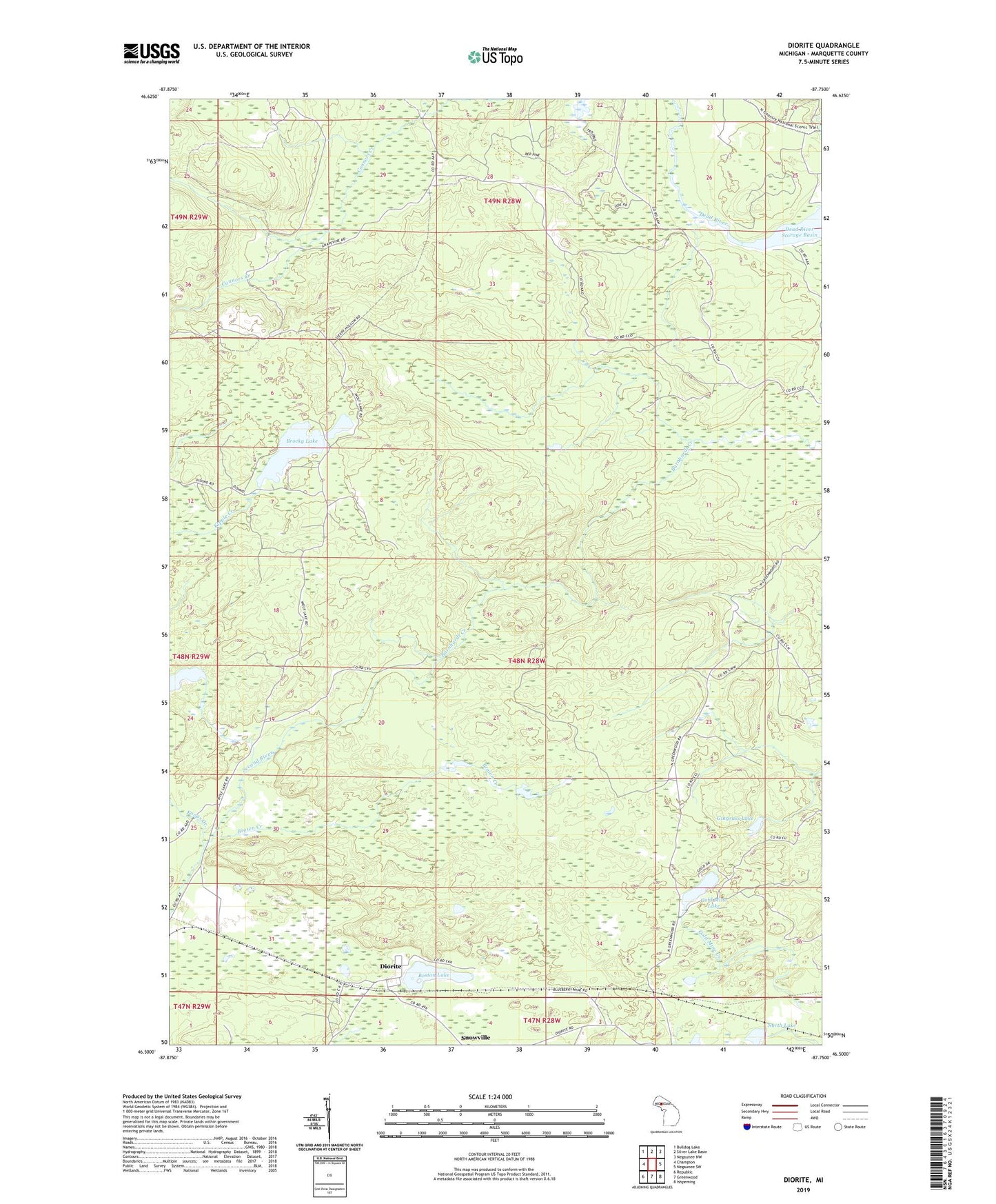 Diorite Michigan US Topo Map Image