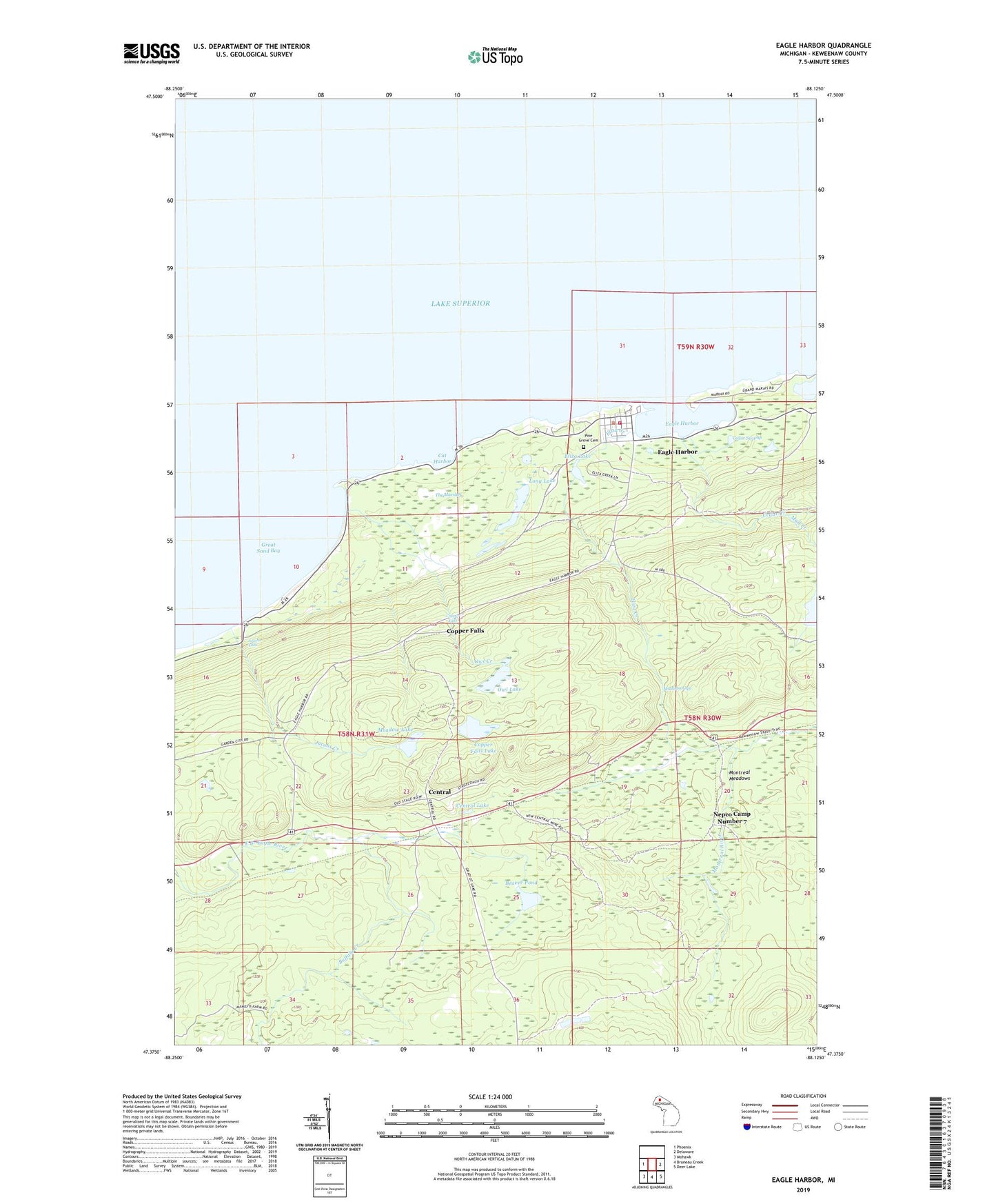 Eagle Harbor Michigan US Topo Map Image