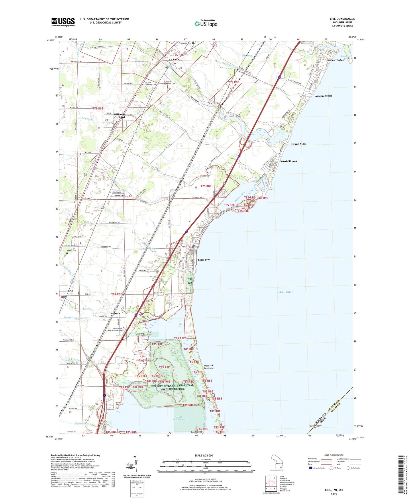 Erie Michigan US Topo Map Image