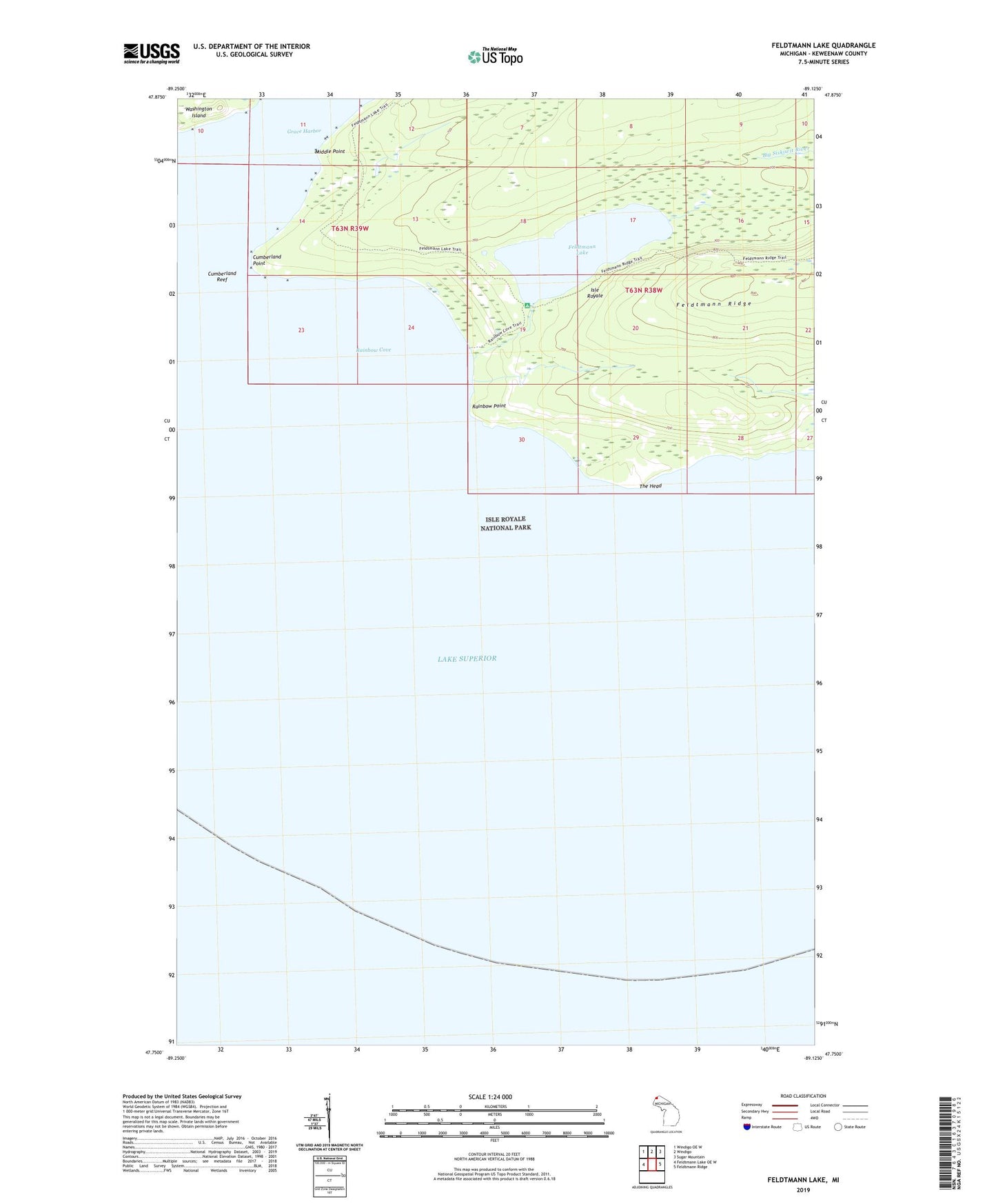 Feldtmann Lake Michigan US Topo Map Image